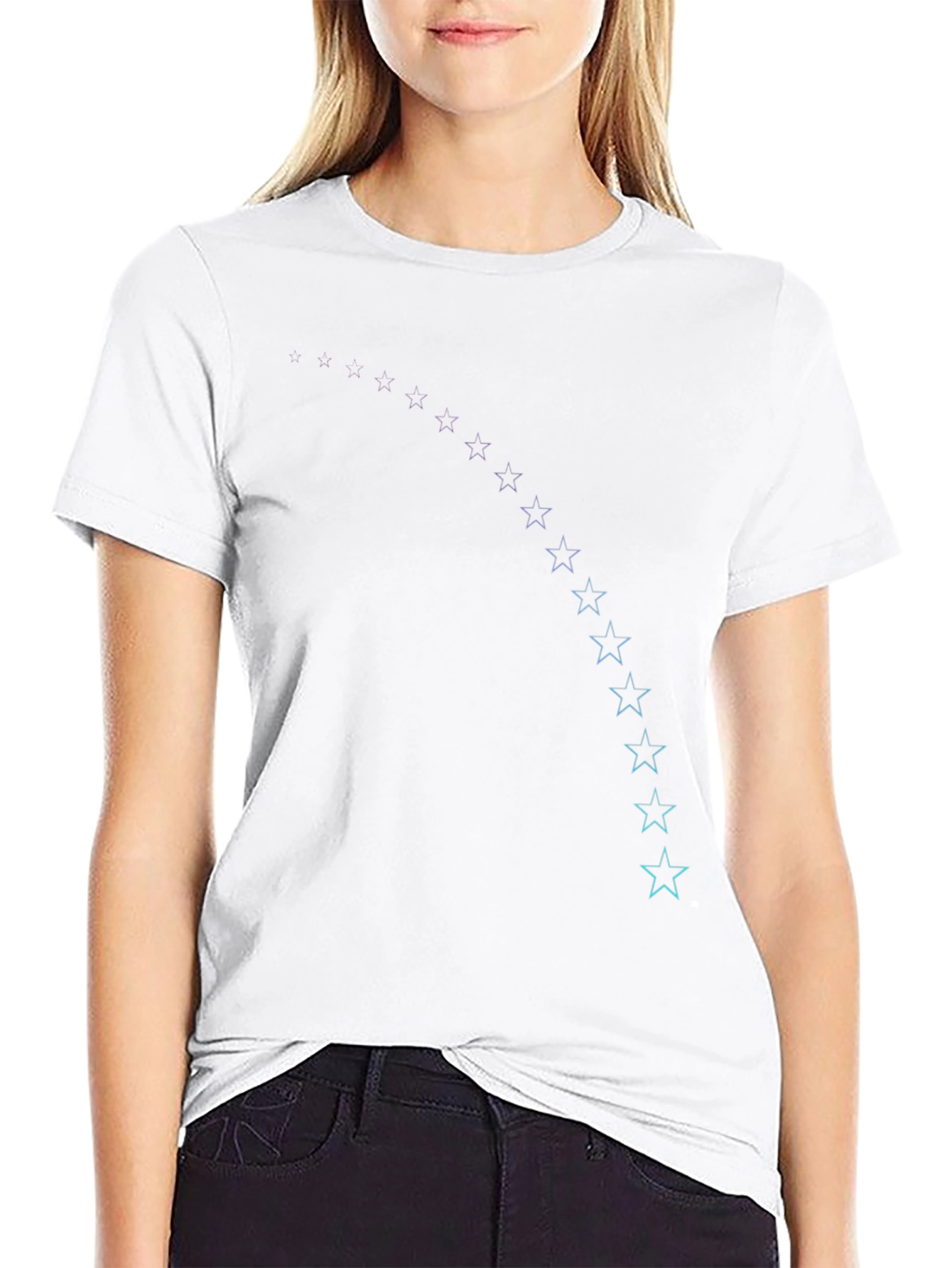 Black T-Shirt with Star Trail Design