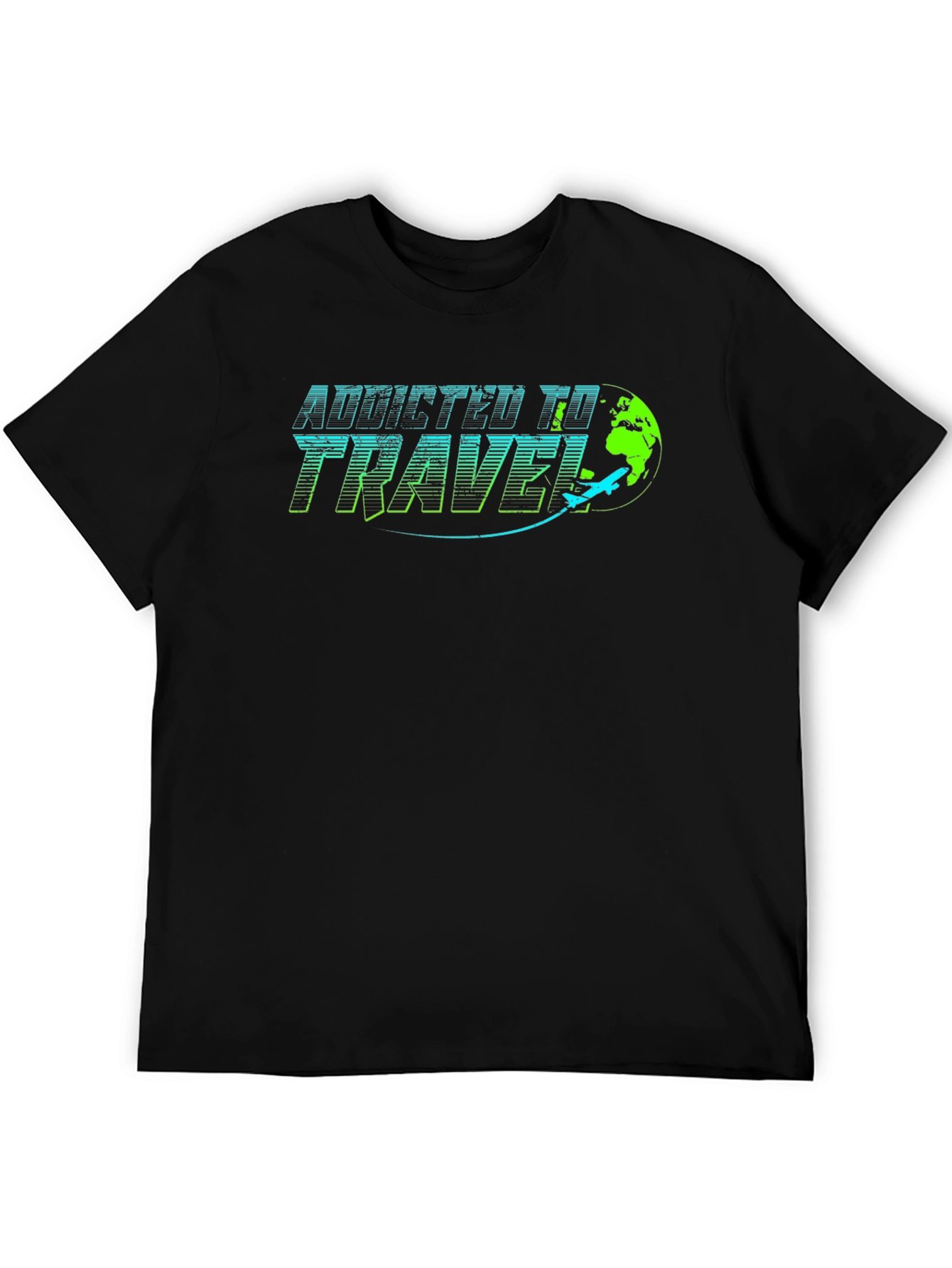 Addicted to Travel Graphic Tee - Black Cotton T-Shirt