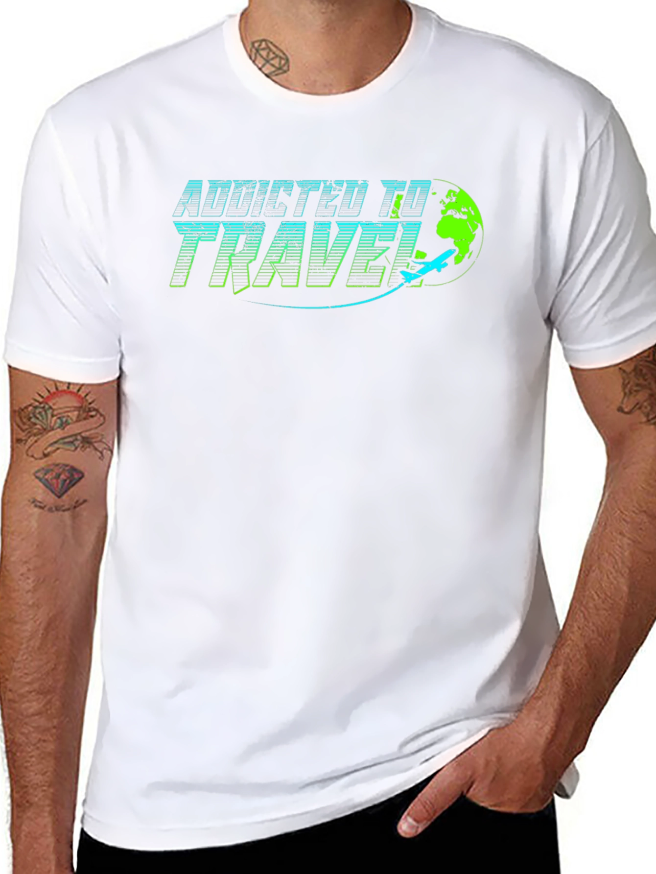 Addicted to Travel Graphic Tee - Black Cotton T-Shirt