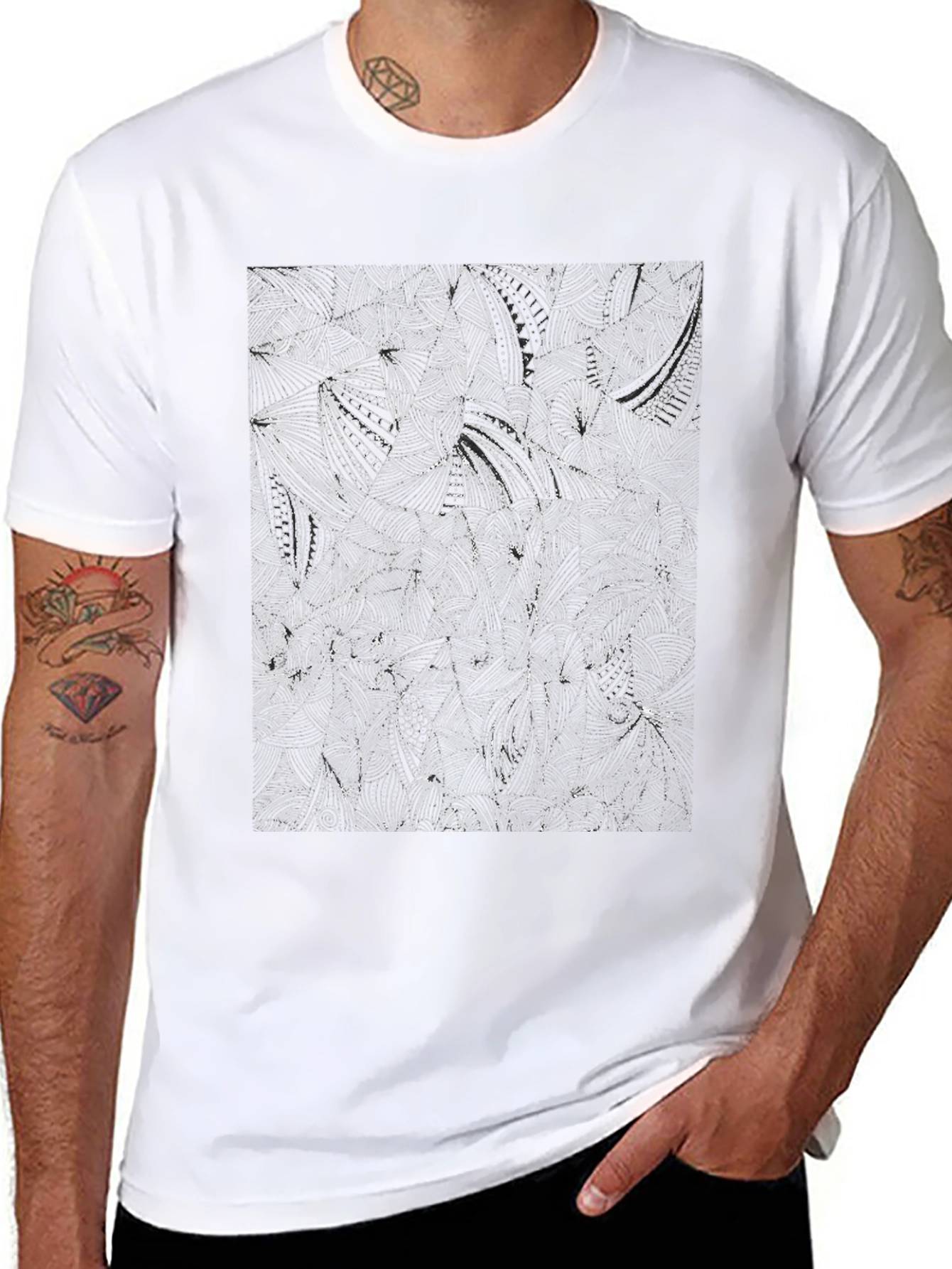 Abstract Pattern Black T-Shirt