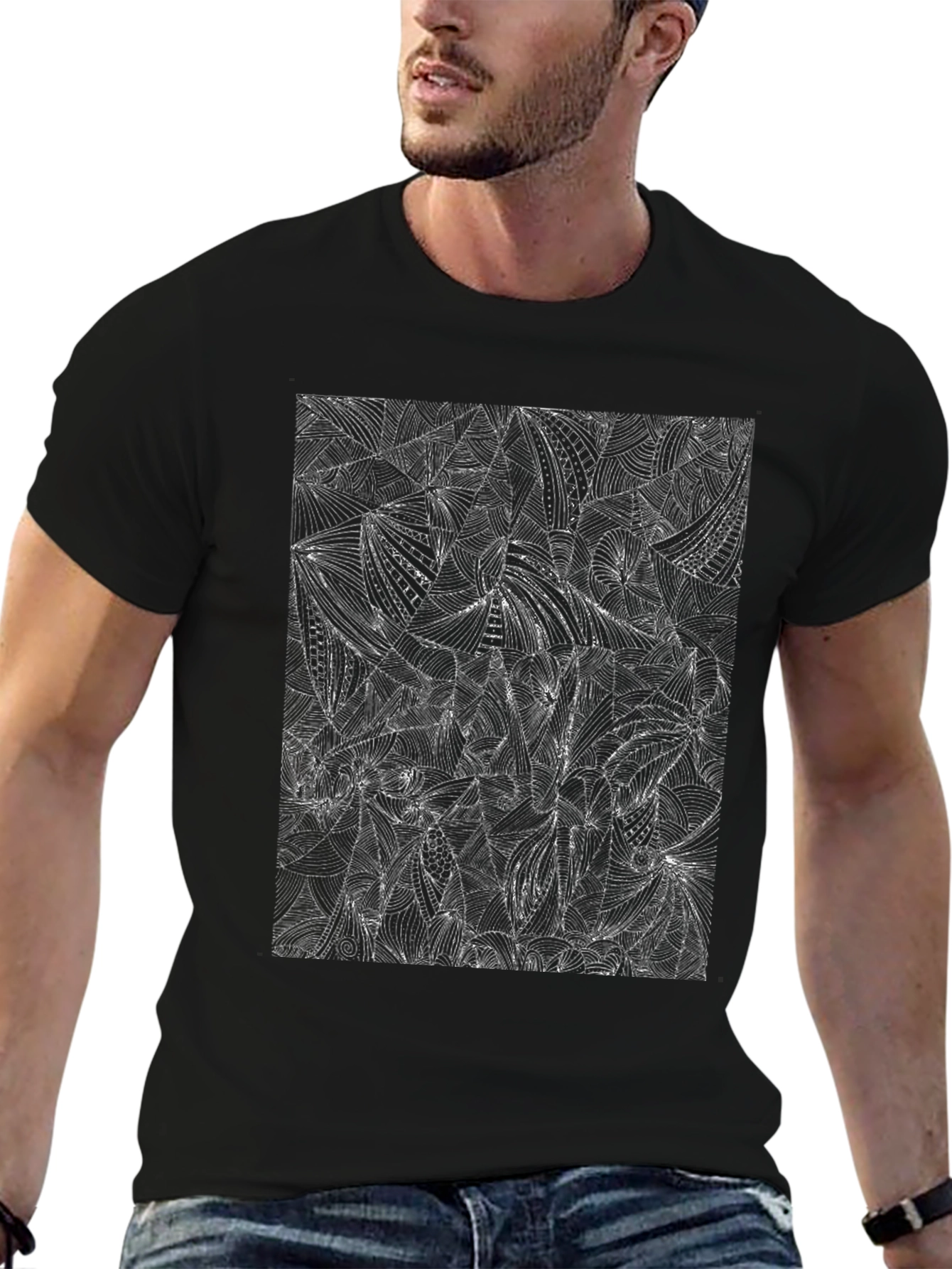 Abstract Pattern Black T-Shirt