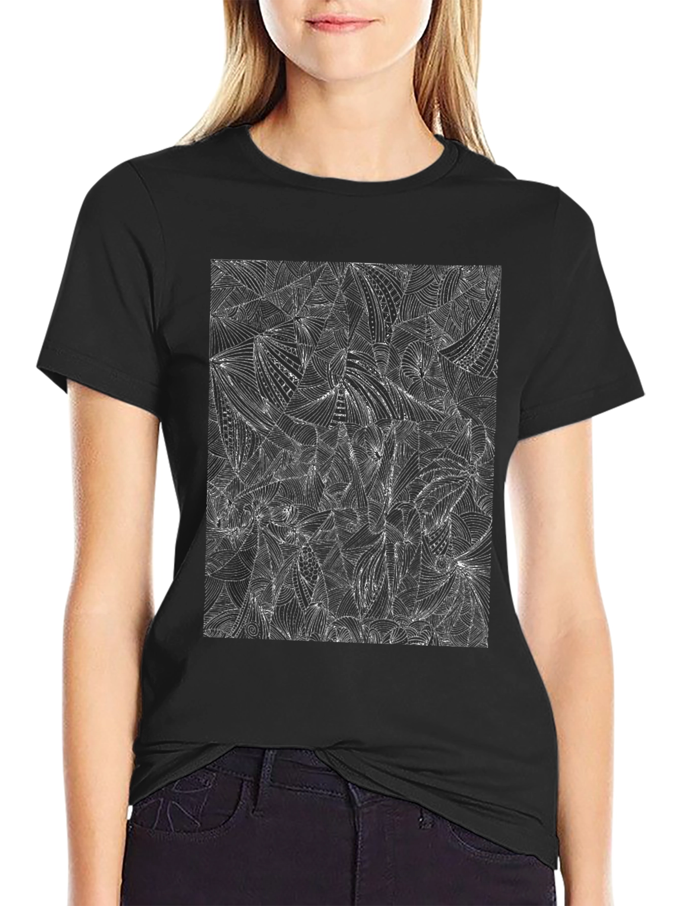 Abstract Pattern Black T-Shirt