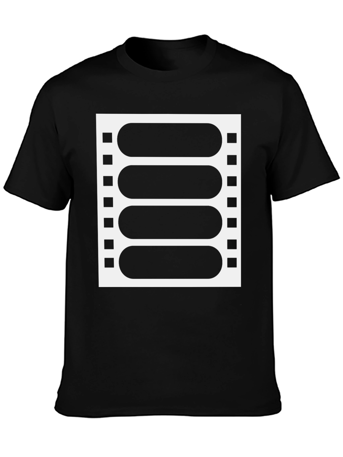 Retro Film Strip Graphic Tee - Black Cotton Blend