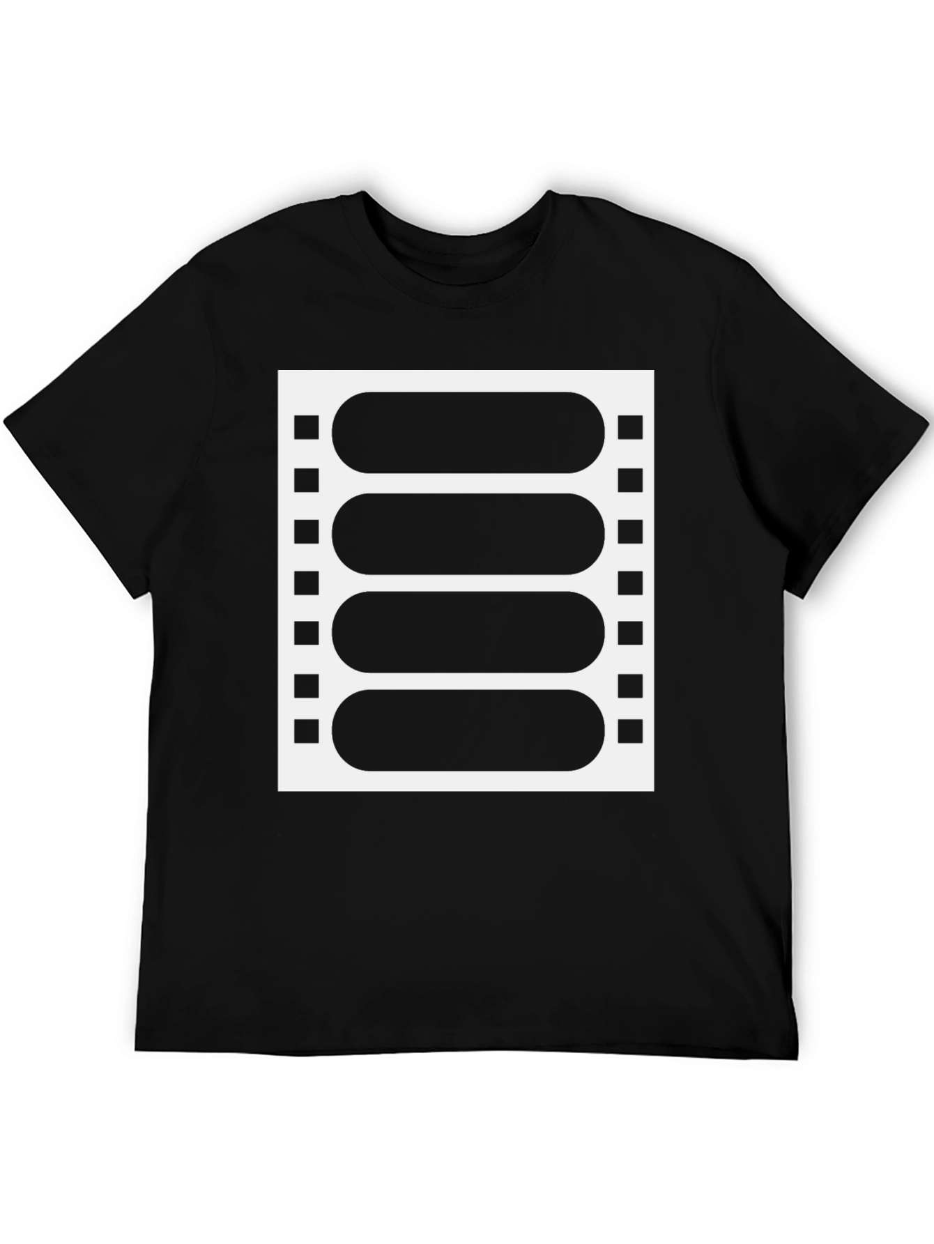 Retro Film Strip Graphic Tee - Black Cotton Blend