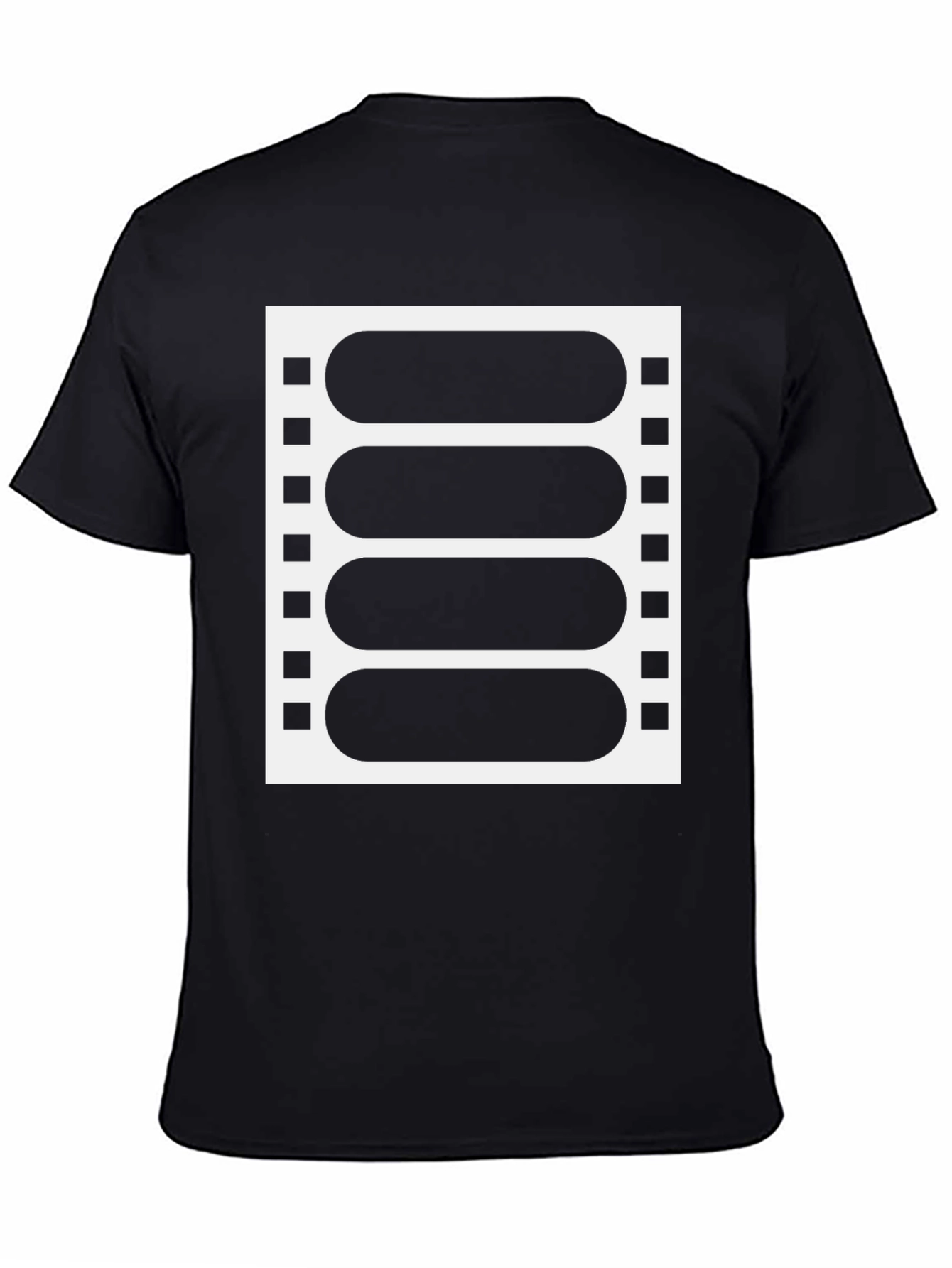 Retro Film Strip Graphic Tee - Black Cotton Blend