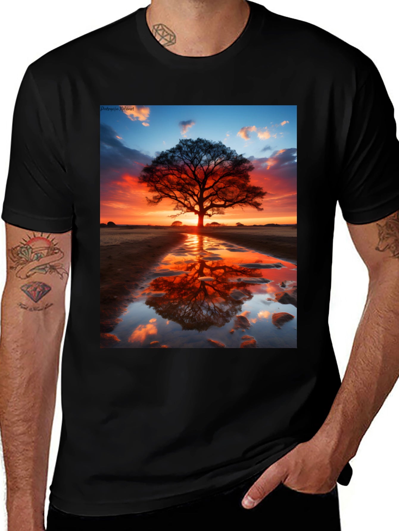 Sunset Tree Reflection Graphic Tee