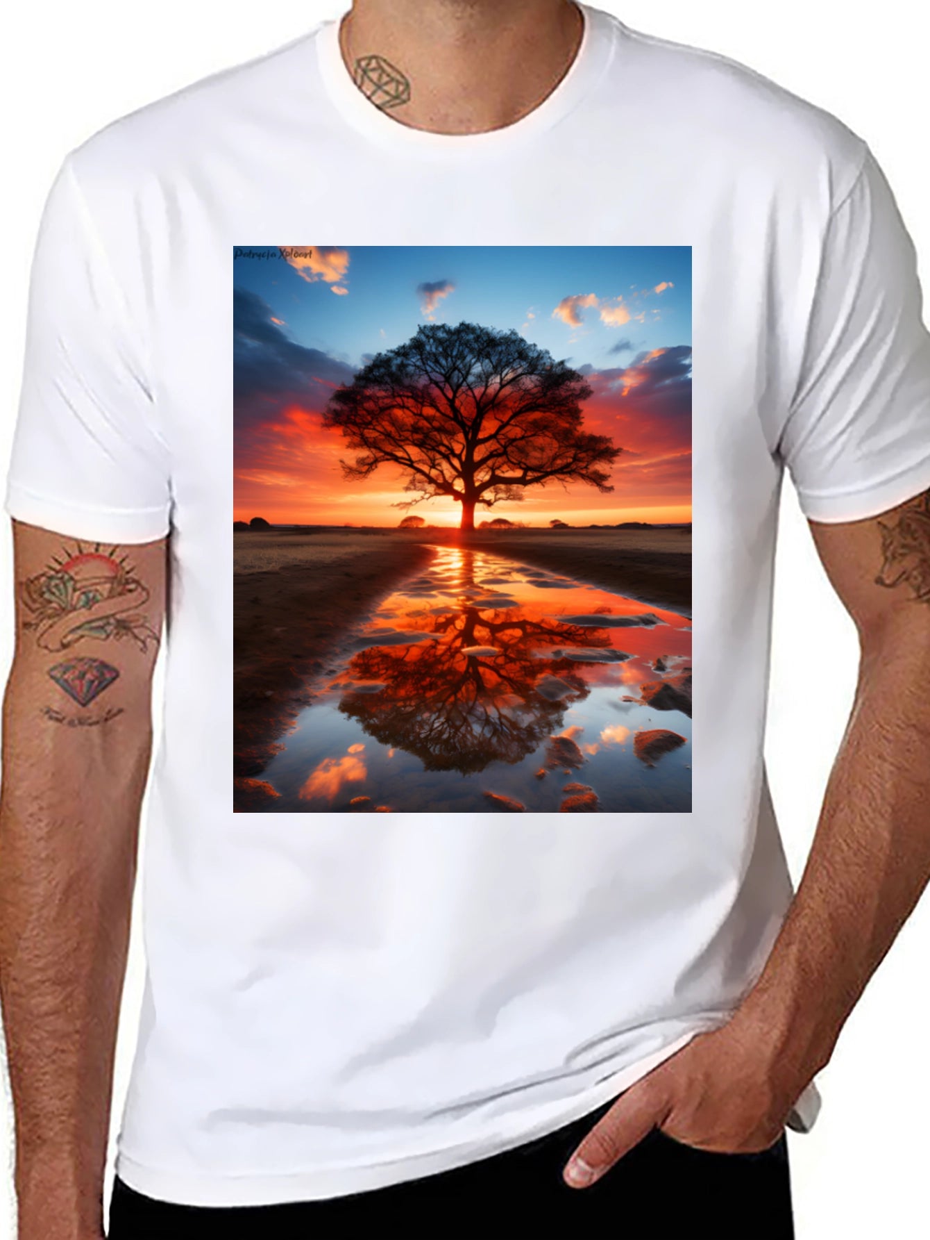 Sunset Tree Reflection Graphic Tee