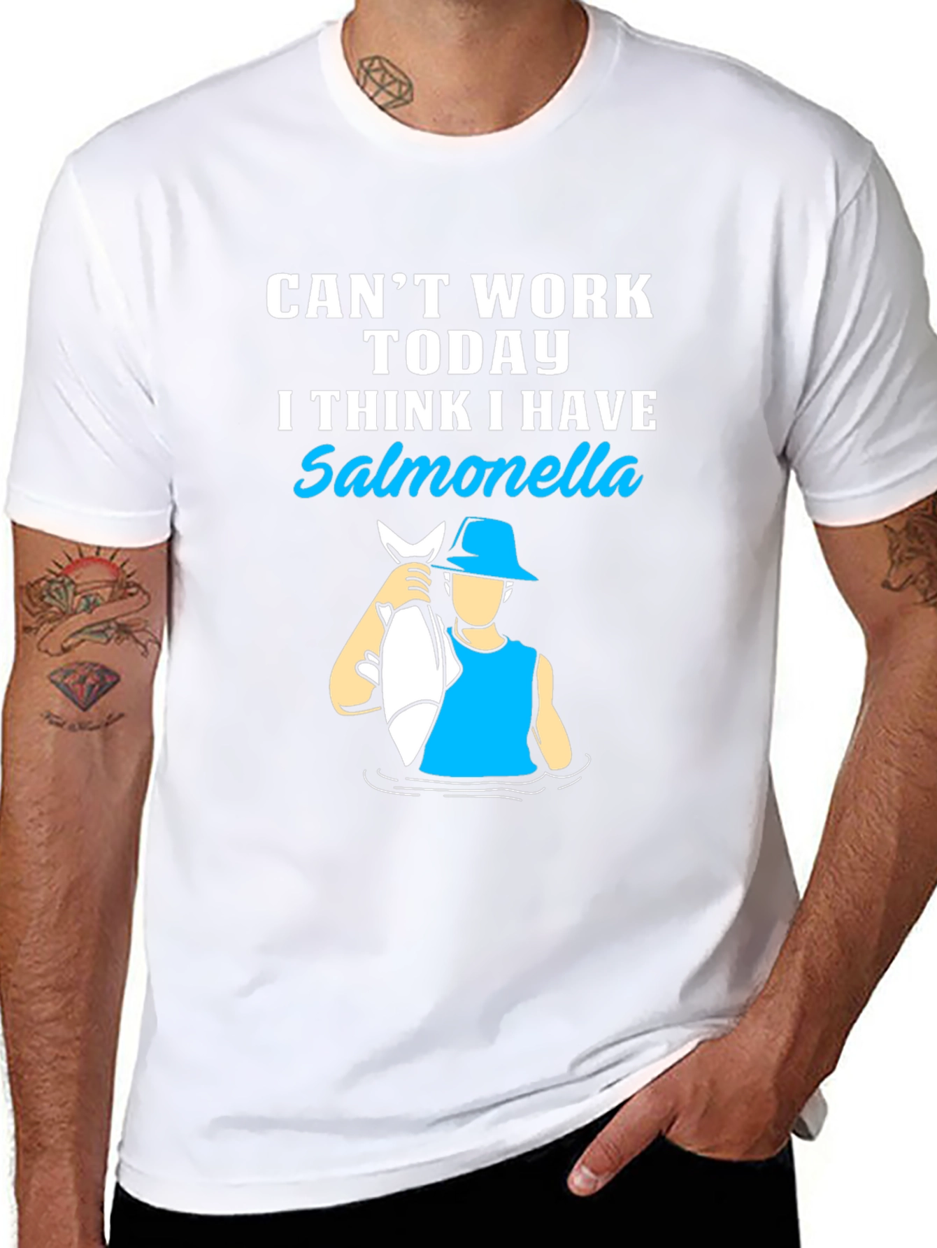 Salmonella Fishing Graphic T-Shirt