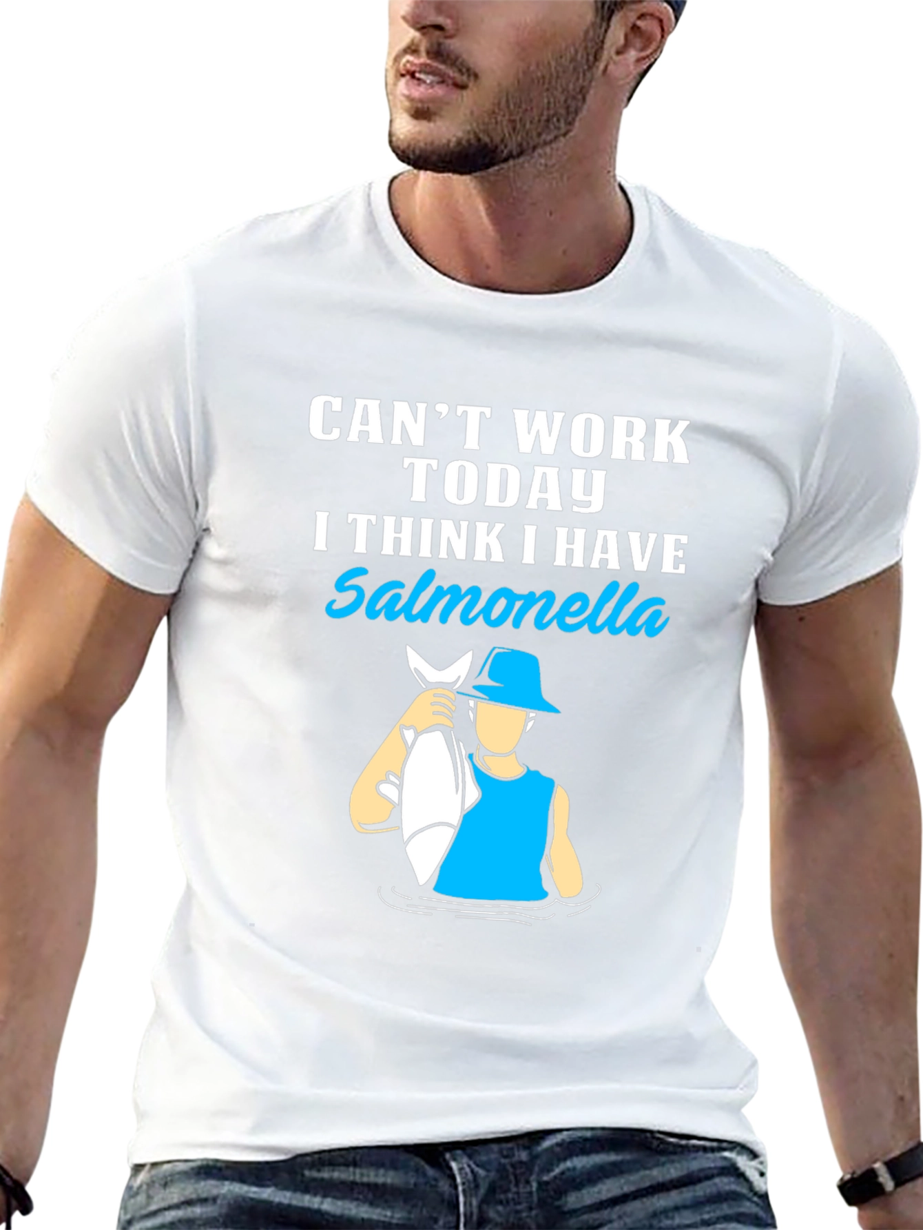 Salmonella Fishing Graphic T-Shirt