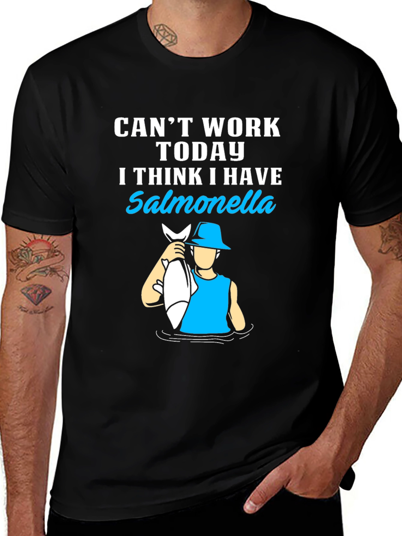 Salmonella Fishing Graphic T-Shirt