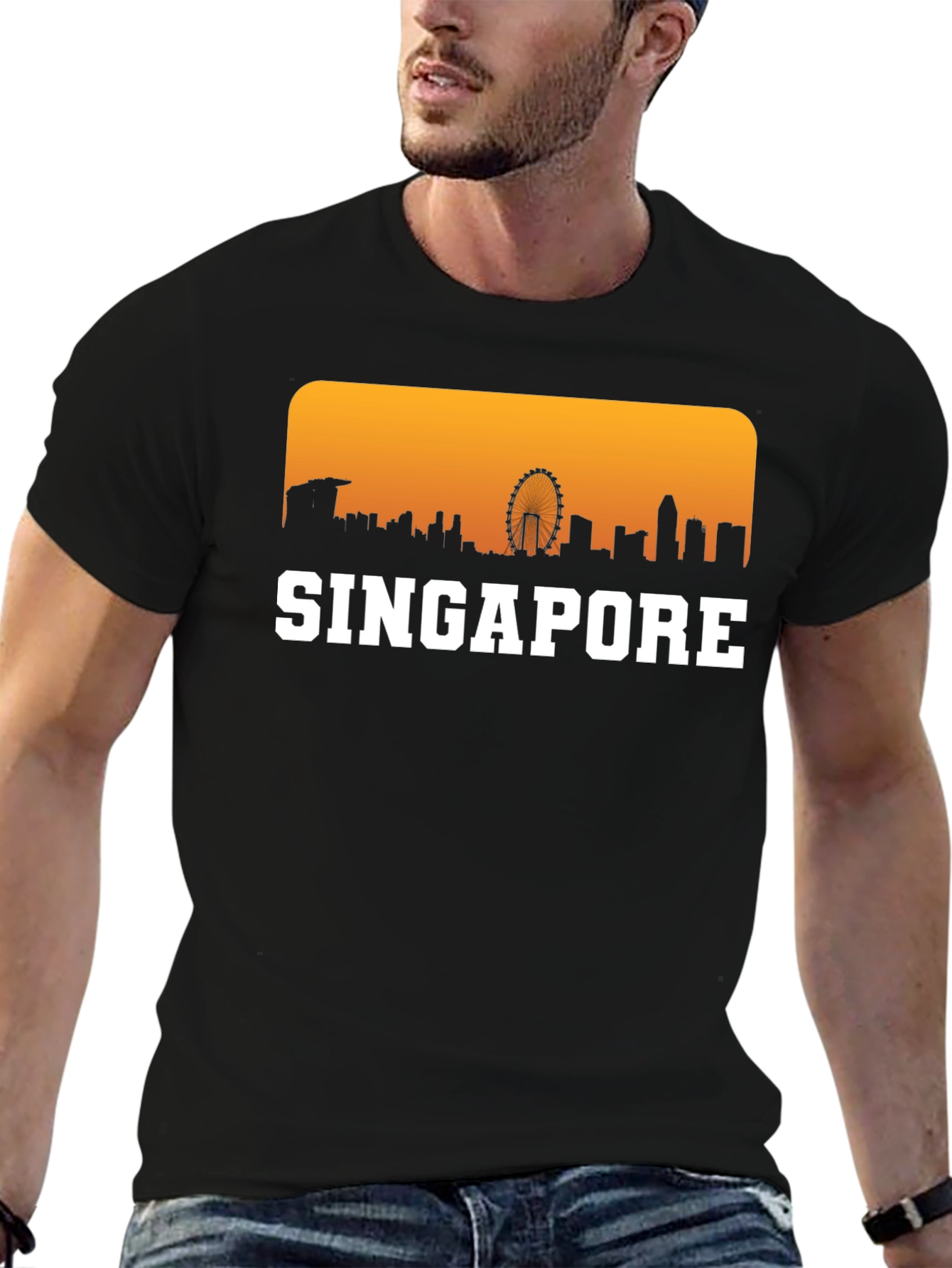 Singapore Skyline Graphic Tee - Cityscape Souvenir