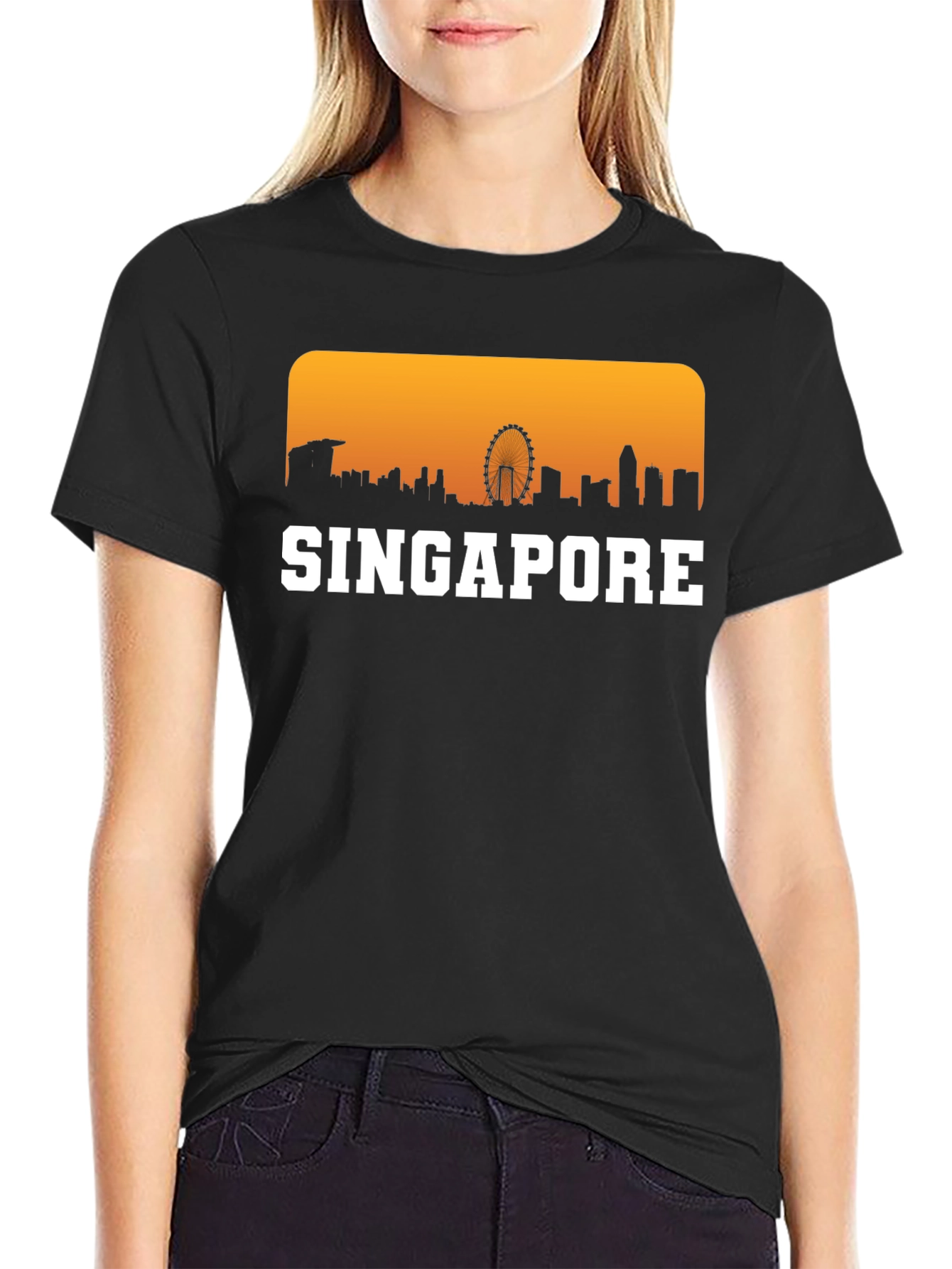 Singapore Skyline Graphic Tee - Cityscape Souvenir