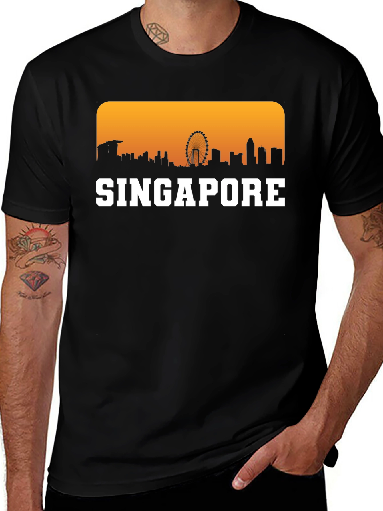 Singapore Skyline Graphic Tee - Cityscape Souvenir