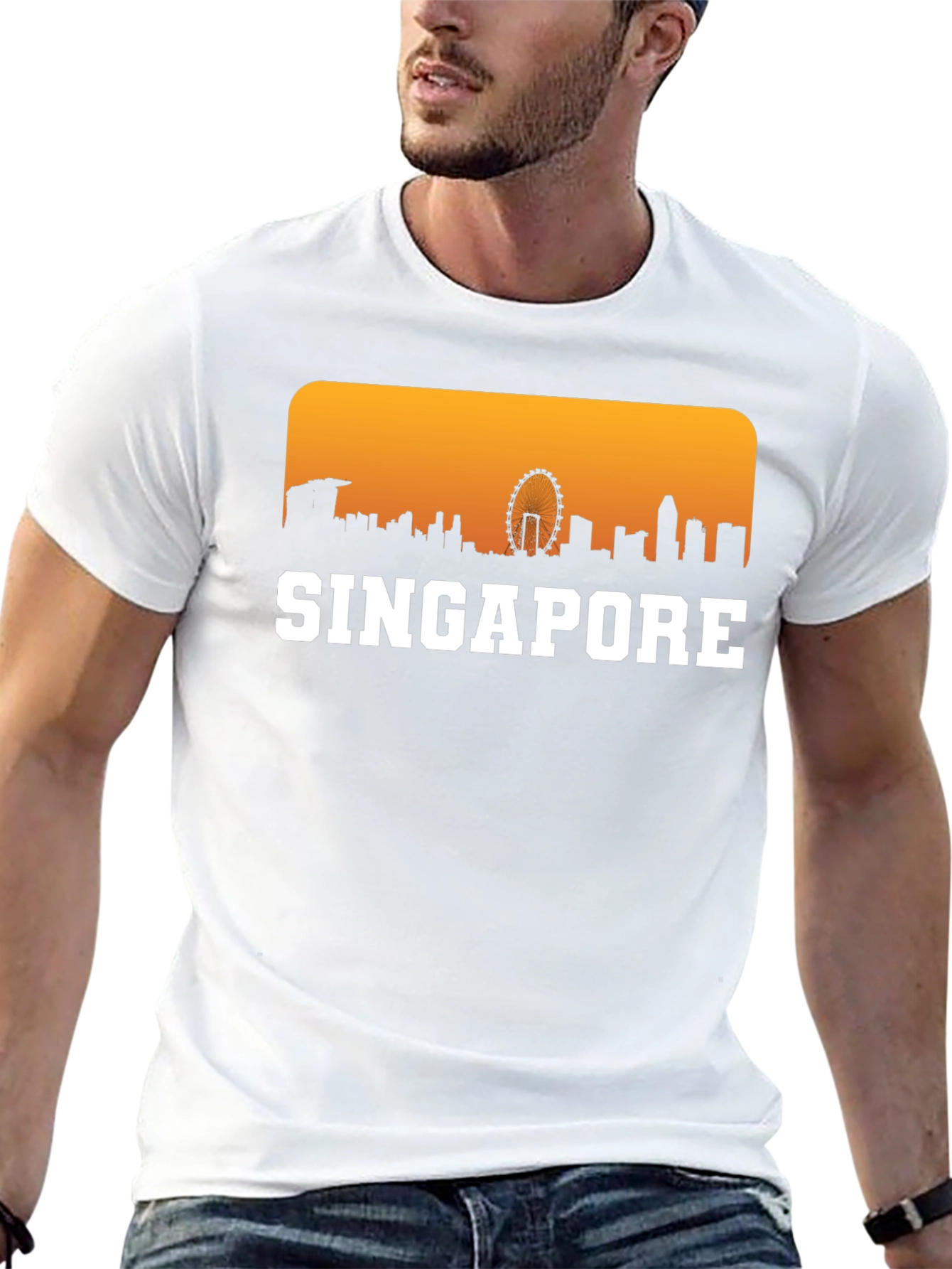 Singapore Skyline Graphic Tee - Cityscape Souvenir