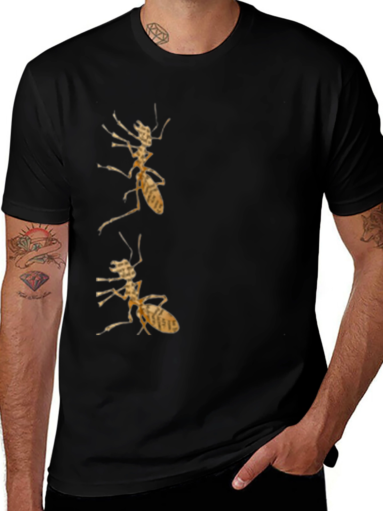 Ant Print Black T-Shirt for Men