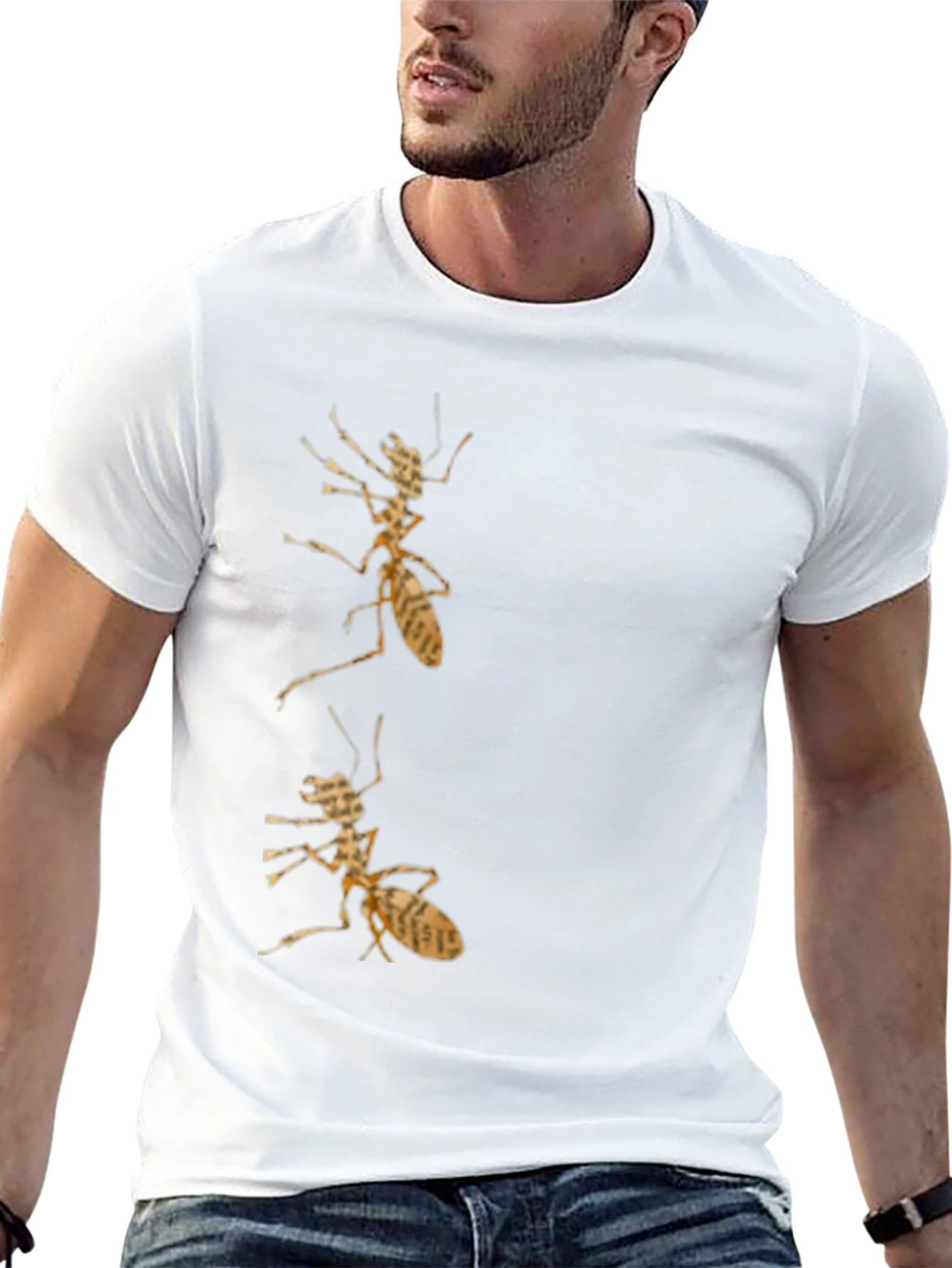Ant Print Black T-Shirt for Men