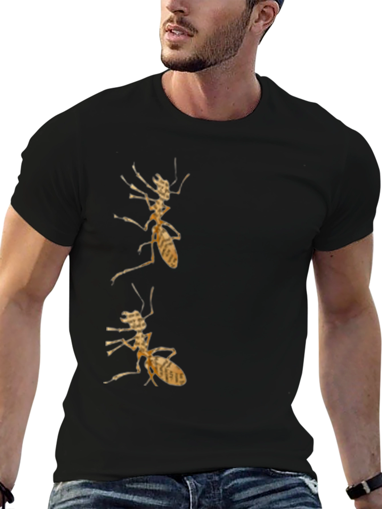 Ant Print Black T-Shirt for Men
