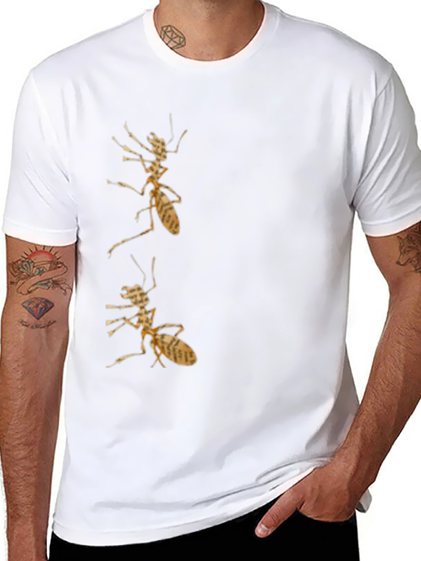 Ant Print Black T-Shirt for Men