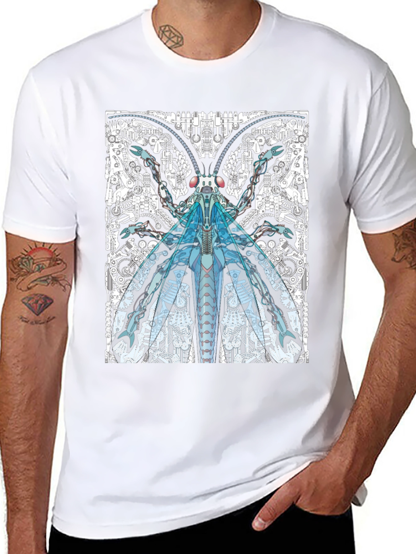 Cyber Bug Graphic Tee - Unique Sci-Fi Insect Design