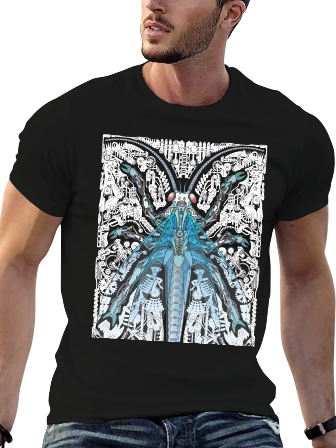 Cyber Bug Graphic Tee - Unique Sci-Fi Insect Design