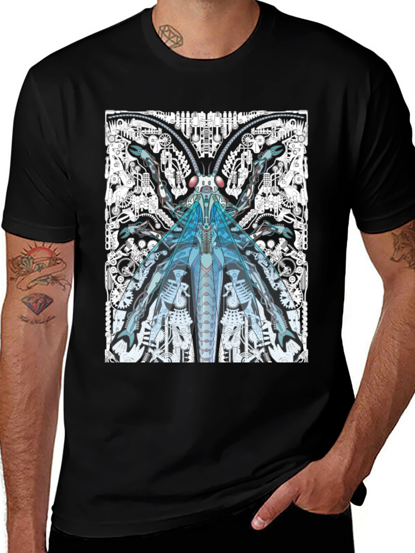 Cyber Bug Graphic Tee - Unique Sci-Fi Insect Design