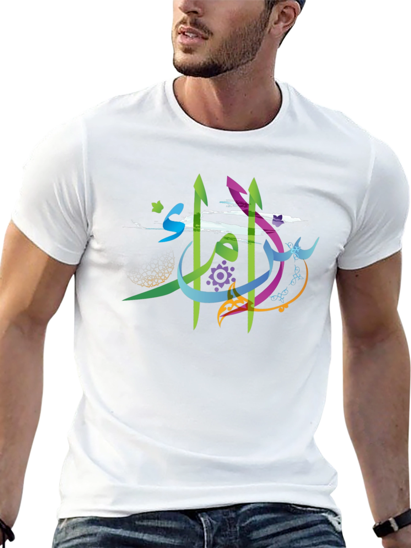 Artistic Arabic Calligraphy Mens Black T-Shirt