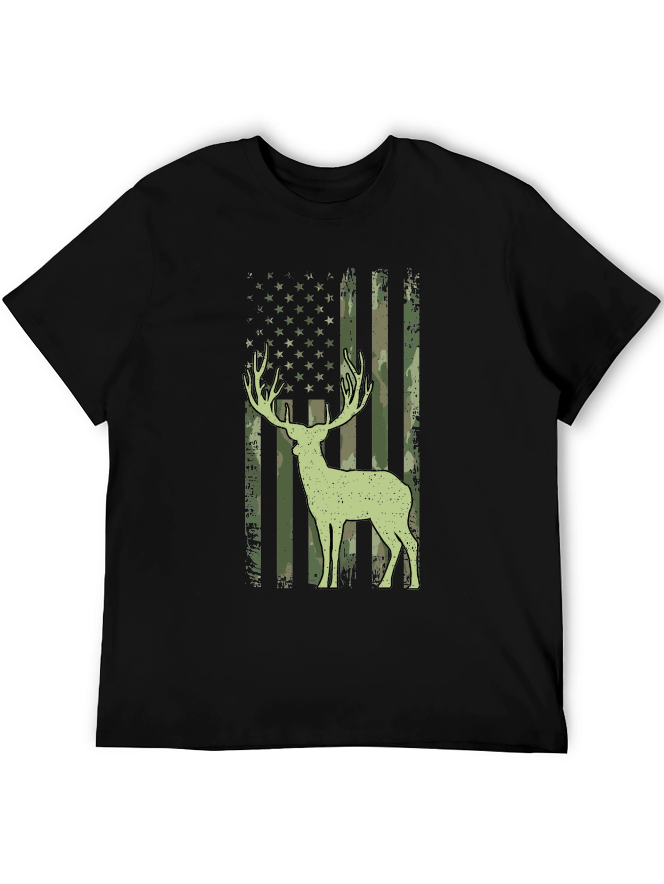 Camouflage Deer American Flag T-Shirt