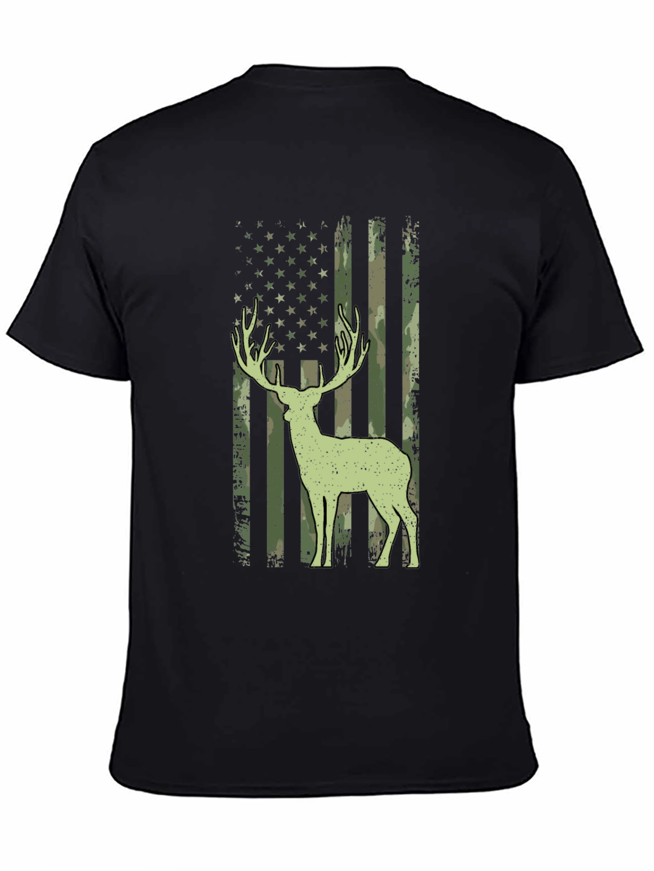 Camouflage Deer American Flag T-Shirt