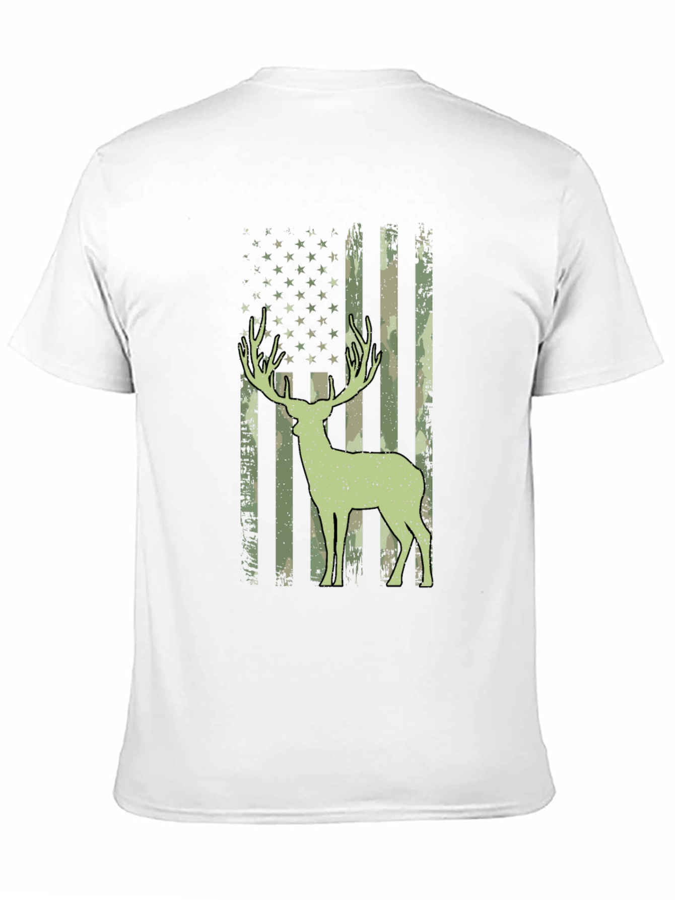 Camouflage Deer American Flag T-Shirt
