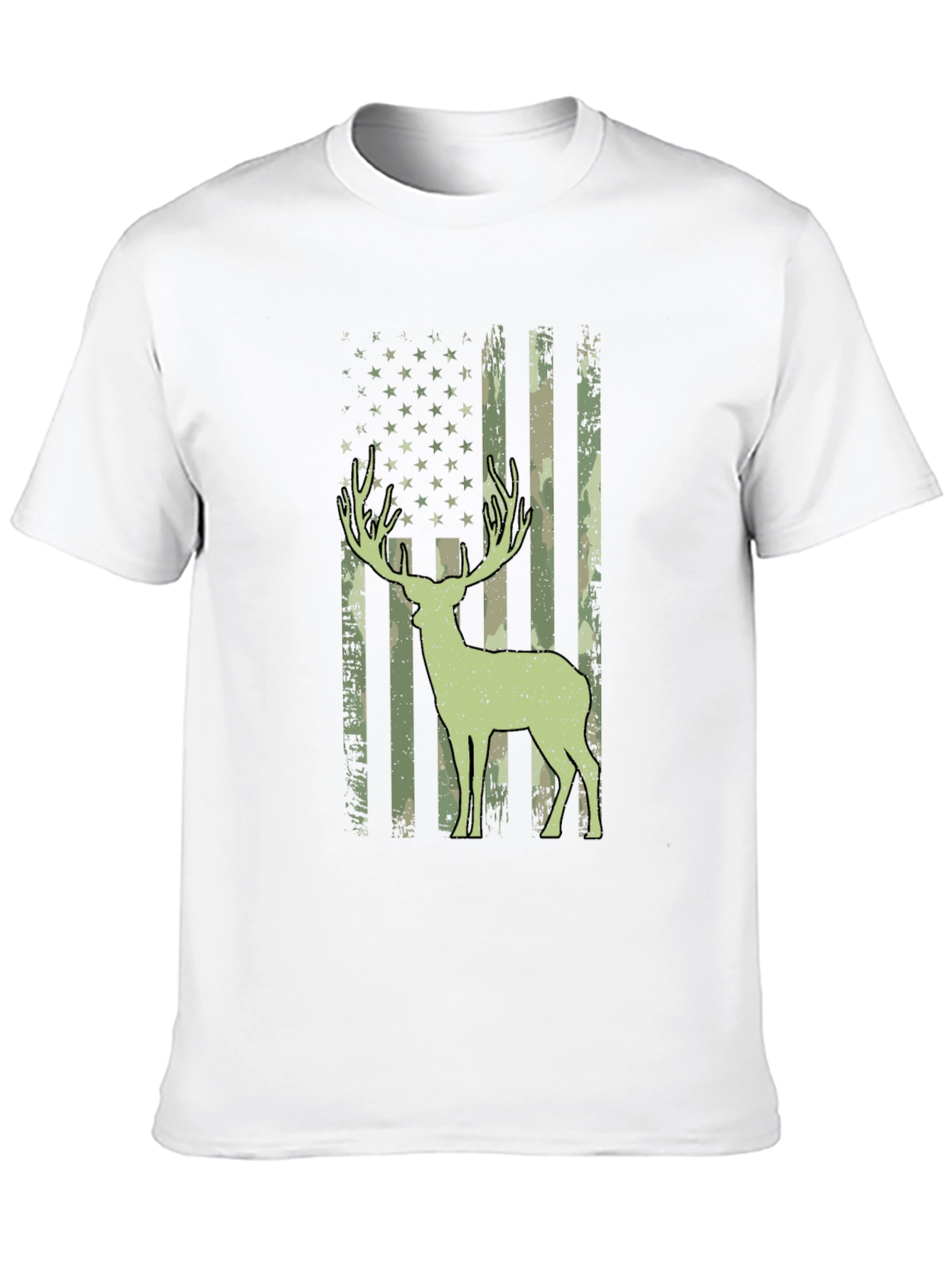 Camouflage Deer American Flag T-Shirt