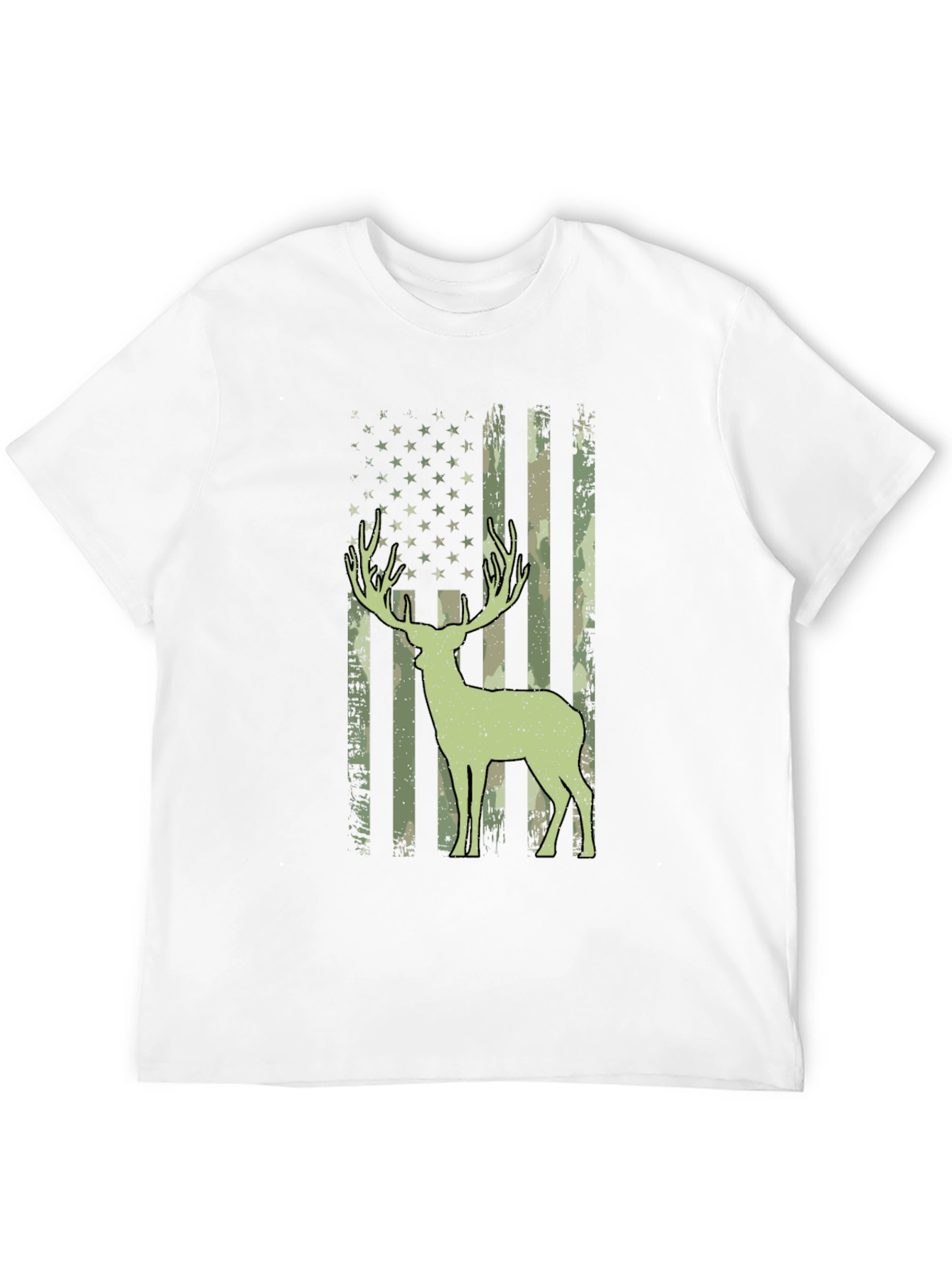 Camouflage Deer American Flag T-Shirt