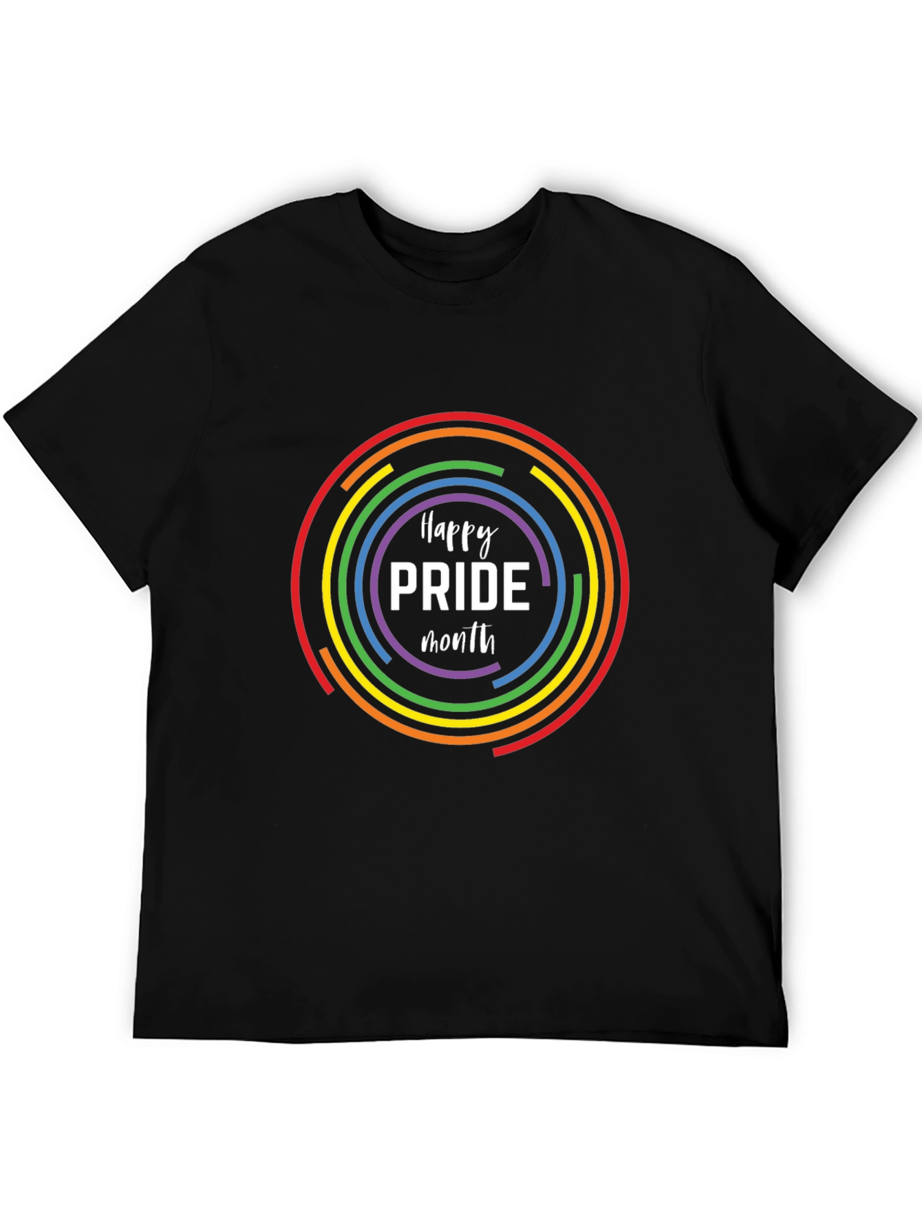 Pride Month Rainbow Circle Black T-Shirt