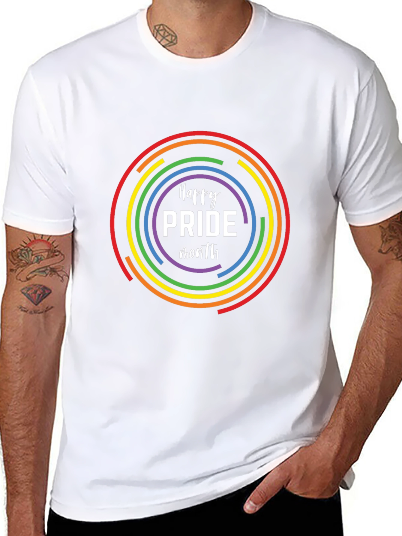 Pride Month Rainbow Circle Black T-Shirt