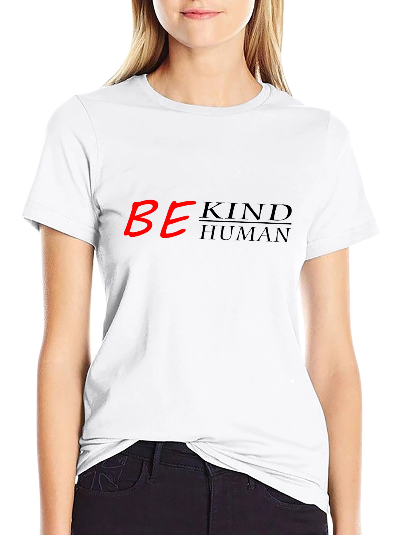 Be Kind Human T-Shirt - Black Crew Neck