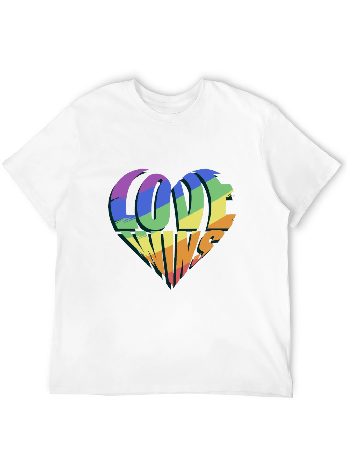 Love Wins Rainbow Heart Graphic Tee - Black
