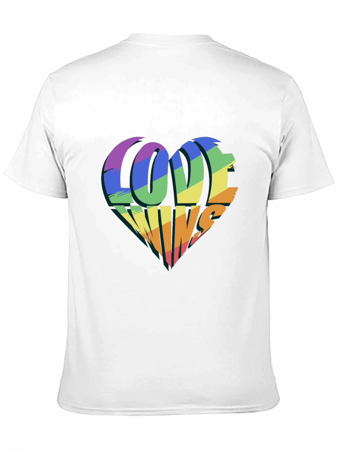 Love Wins Rainbow Heart Graphic Tee - Black