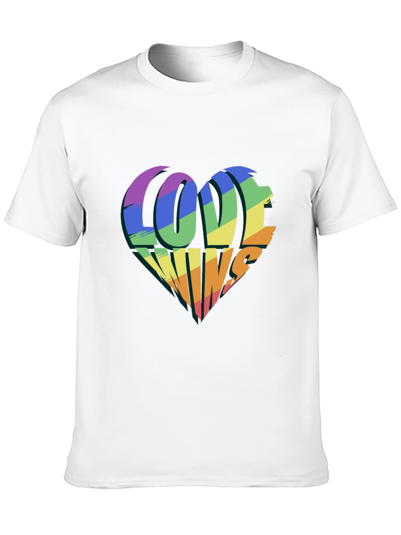 Love Wins Rainbow Heart Graphic Tee - Black