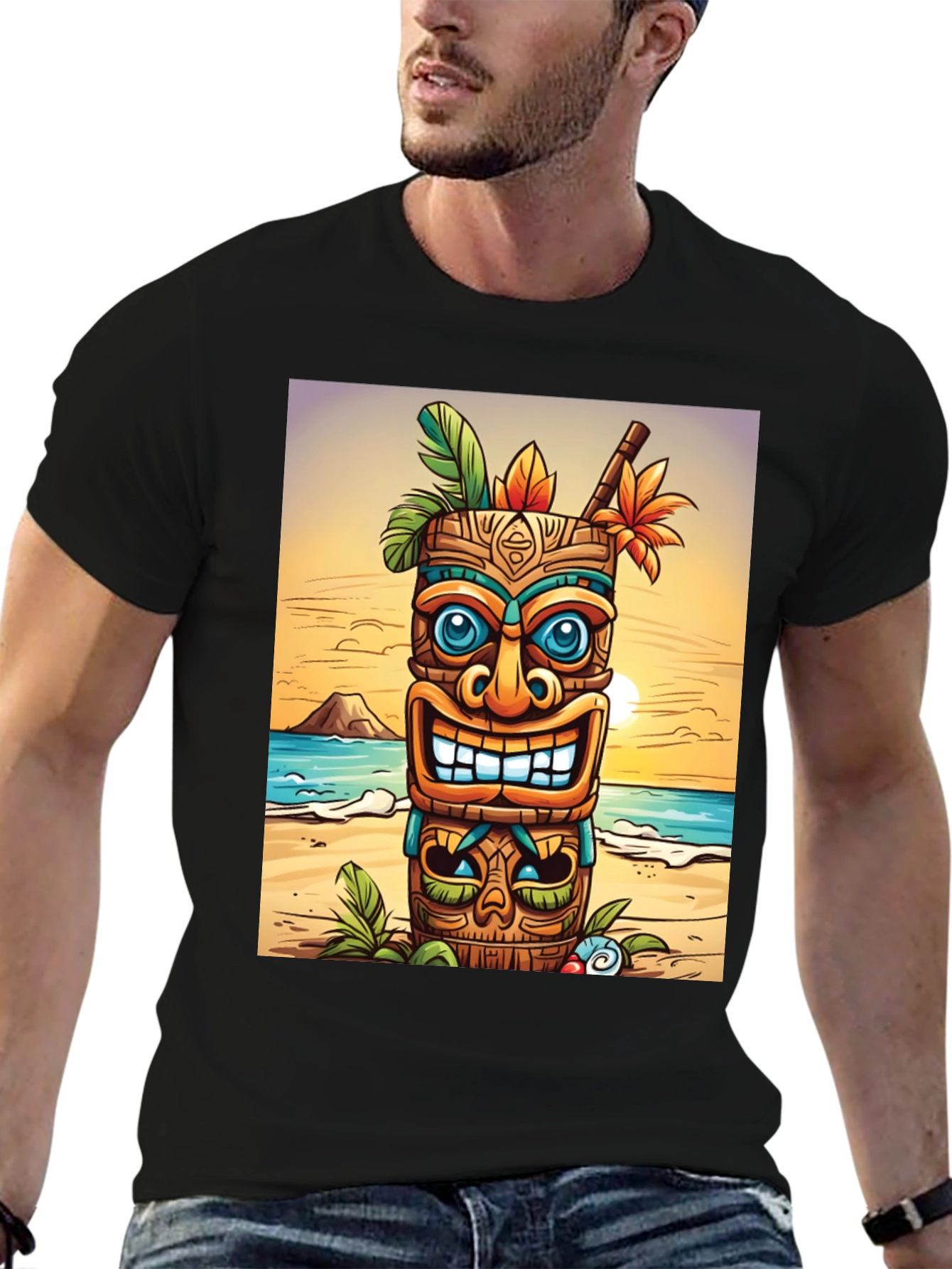 Tropical Tiki Graphic T-Shirt - Beach Vibes