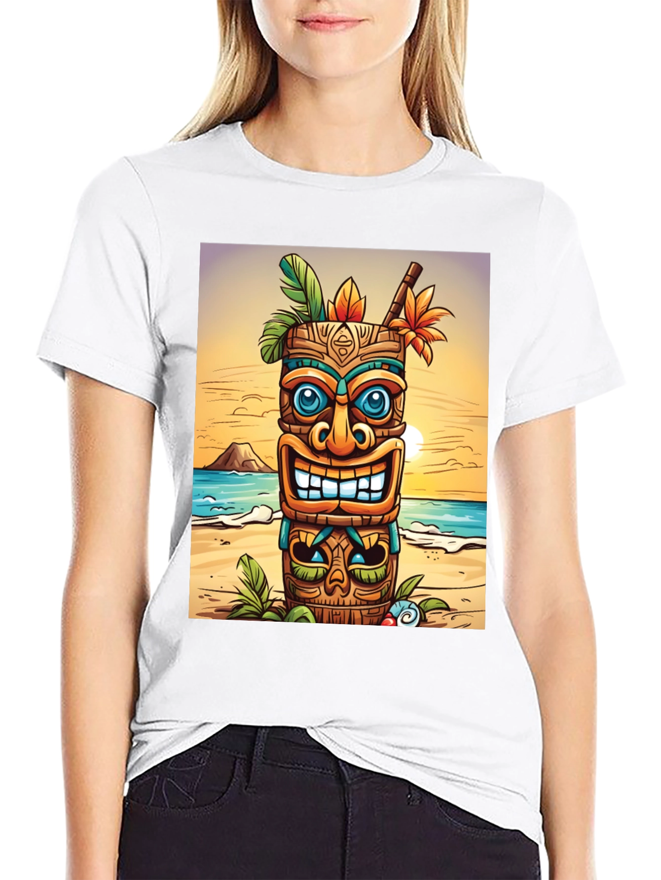 Tropical Tiki Graphic T-Shirt - Beach Vibes