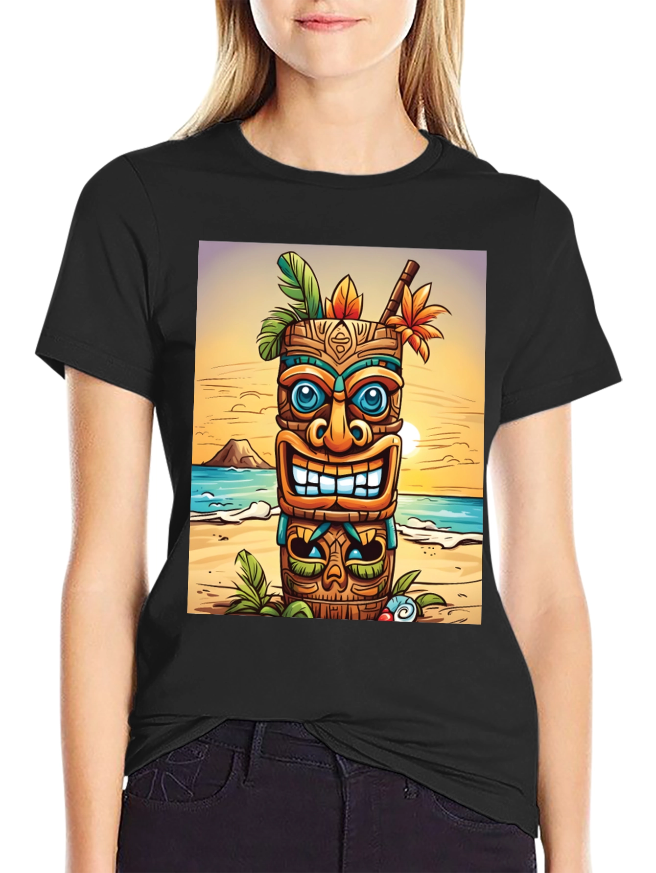 Tropical Tiki Graphic T-Shirt - Beach Vibes