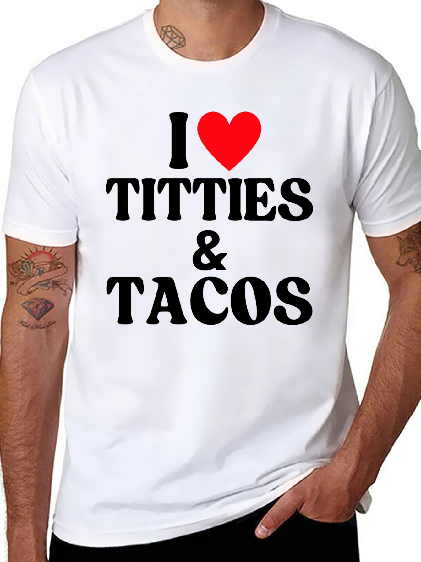 I Love Titties & Tacos Black Graphic T-Shirt