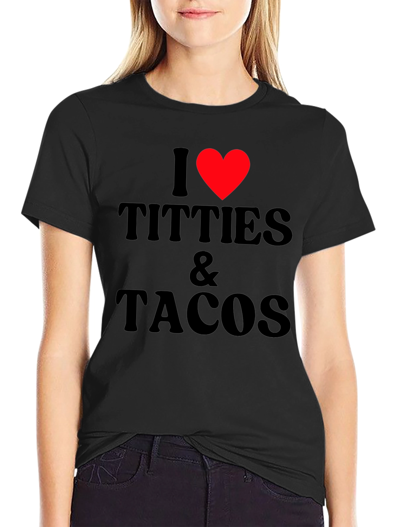 I Love Titties & Tacos Black Graphic T-Shirt
