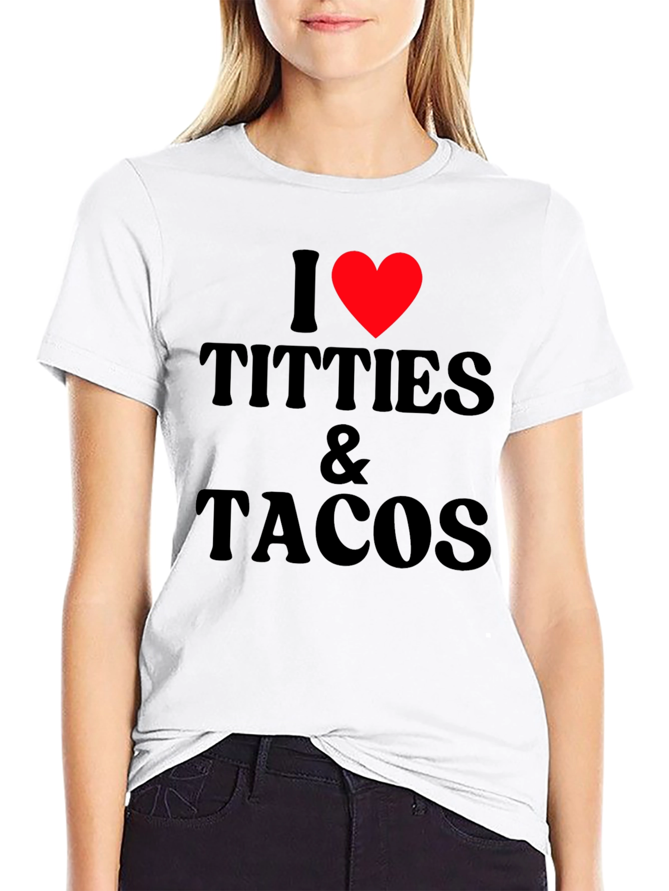 I Love Titties & Tacos Black Graphic T-Shirt