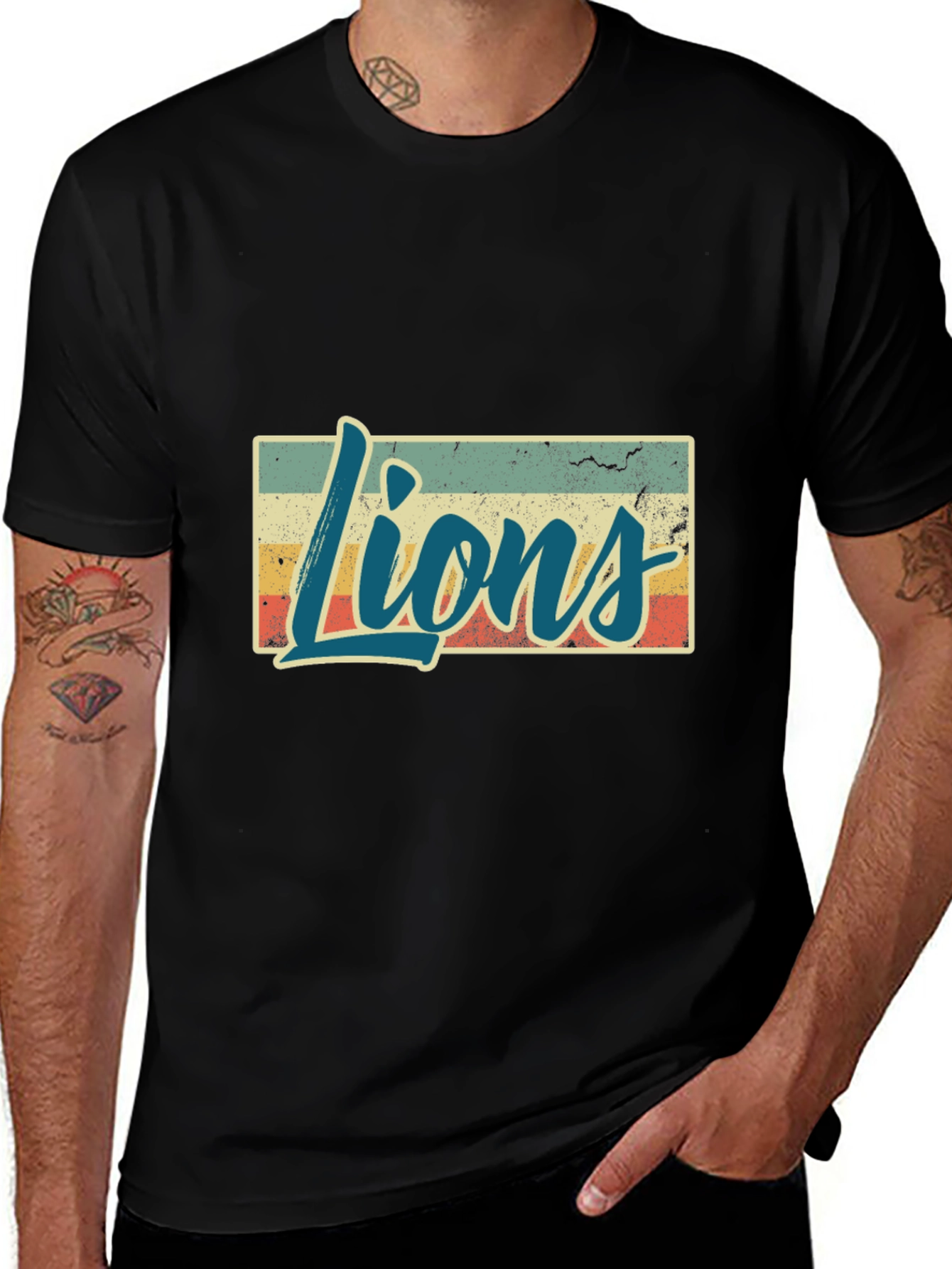 Retro Style Lions Graphic T-Shirt