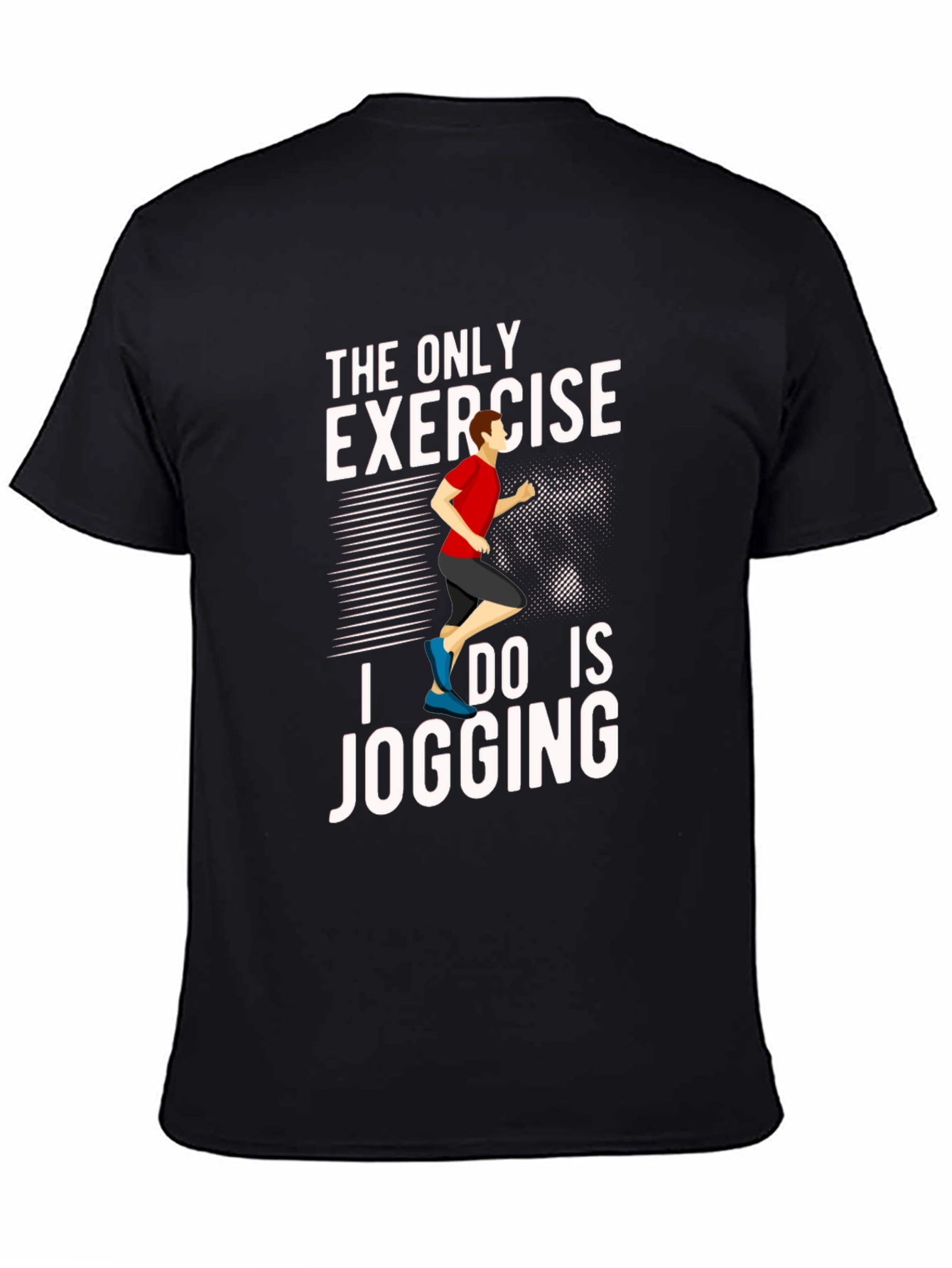 Jogging Exercise Graphic Tee - Black