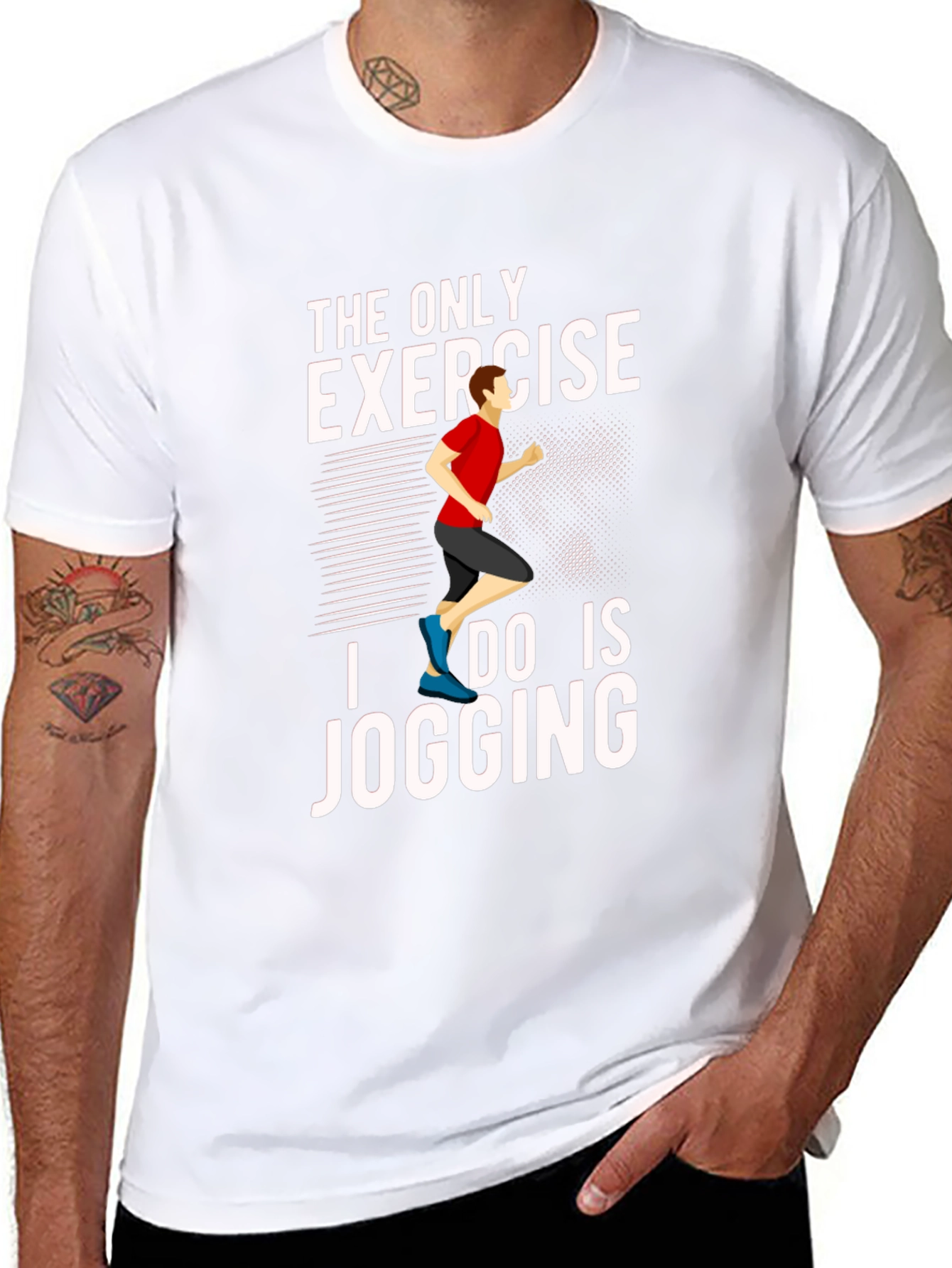 Jogging Exercise Graphic Tee - Black