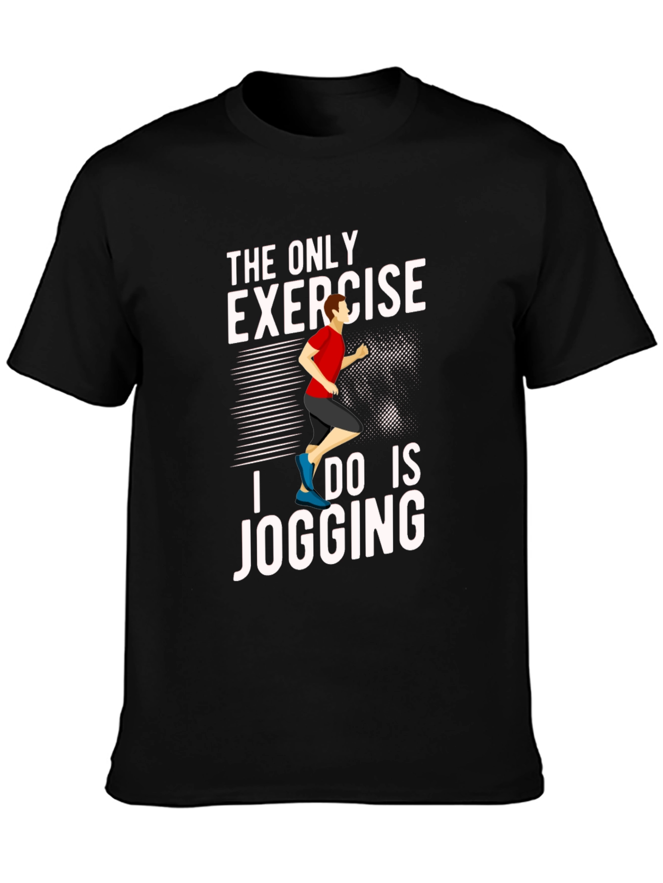 Jogging Exercise Graphic Tee - Black