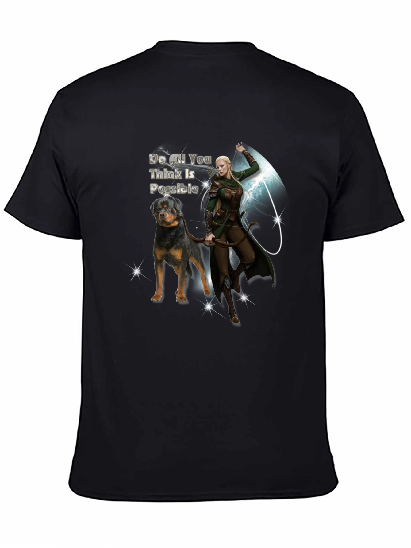 Rottweiler Dog & Elf Archer Graphic Tee