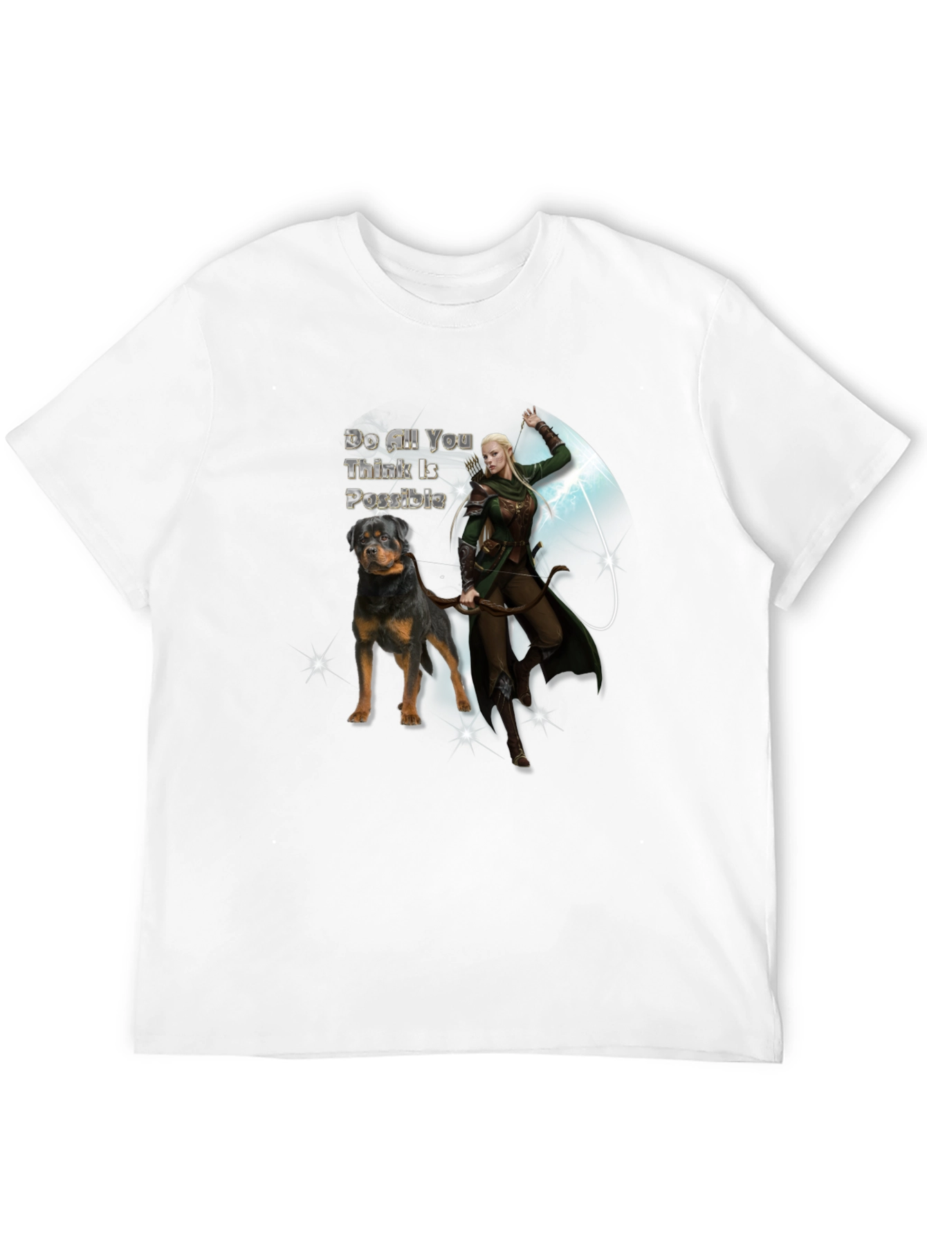 Rottweiler Dog & Elf Archer Graphic Tee