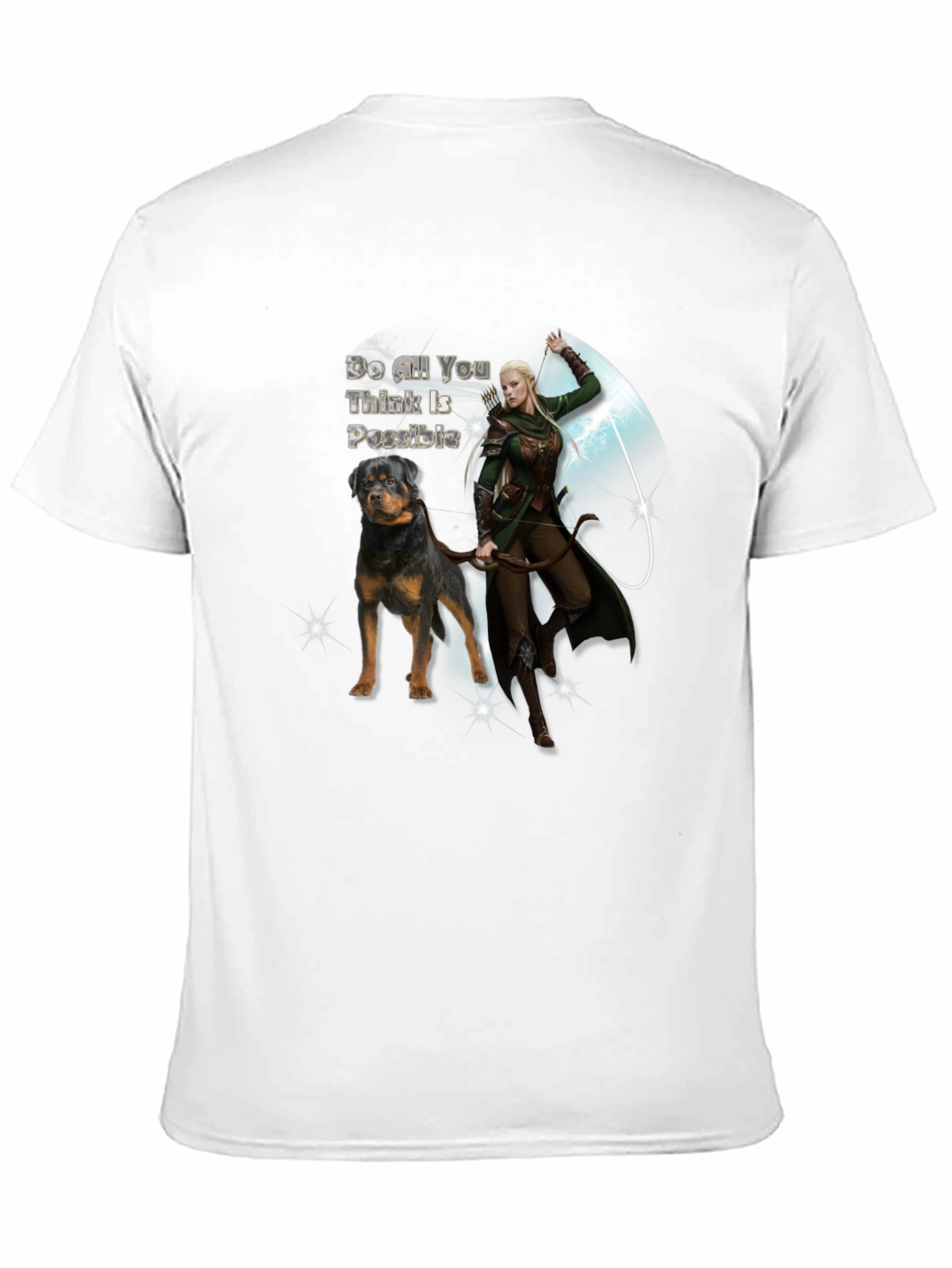 Rottweiler Dog & Elf Archer Graphic Tee